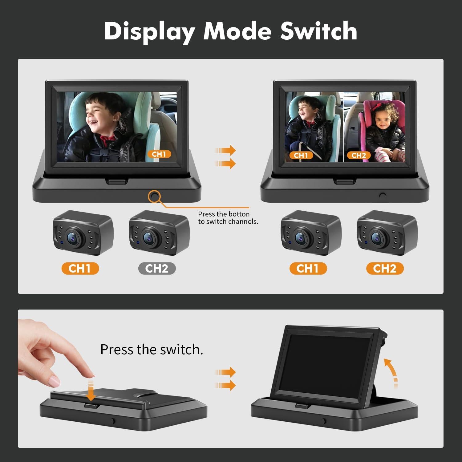 Cámara de Coche para Bebé Itomoro HD 1080P 5" Doble Canal