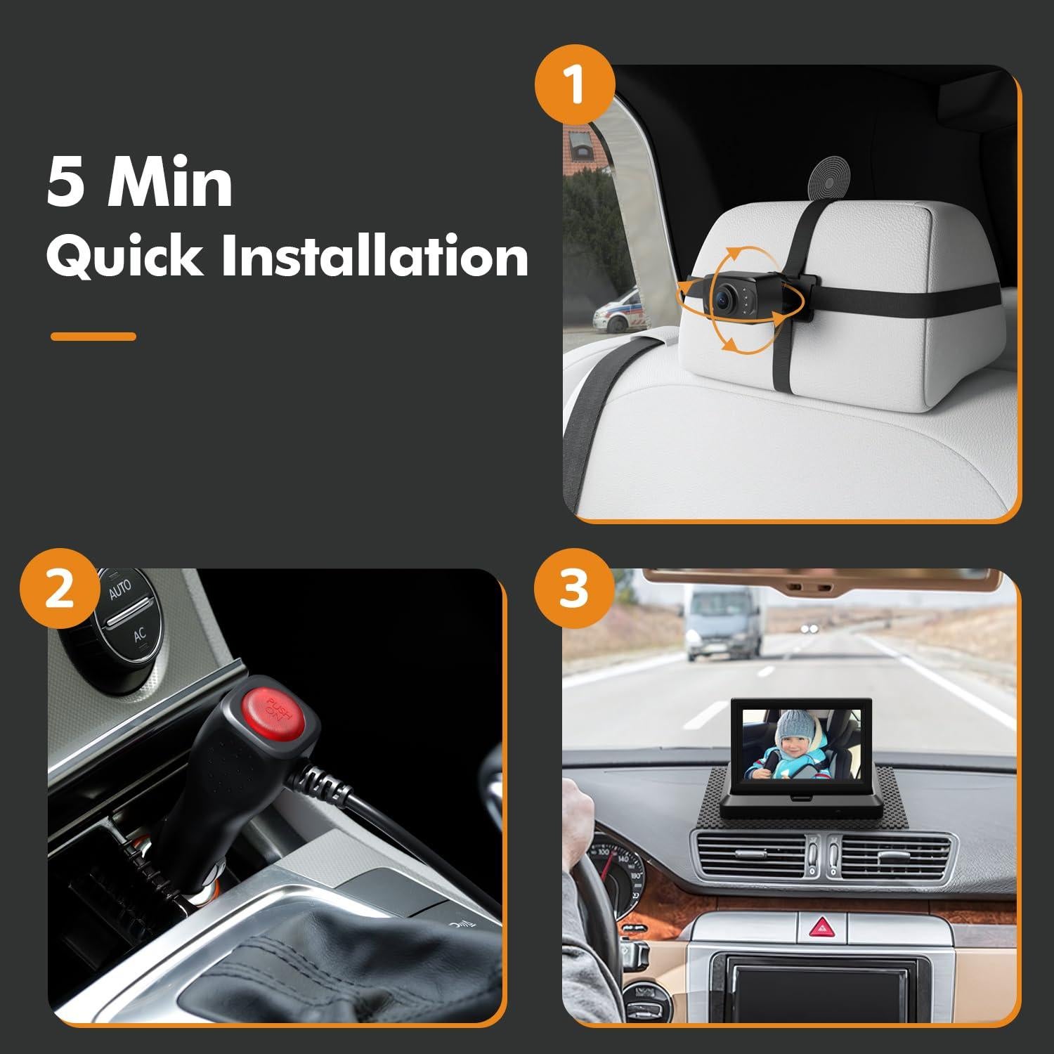 Cámara de Coche para Bebé Itomoro HD 1080P 5" Doble Canal