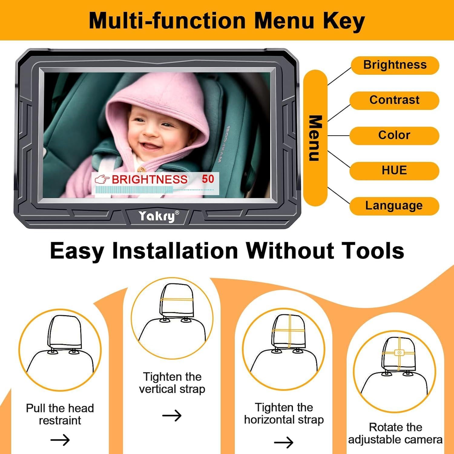 Cámara para Bebés Yakry Y60 - 2 Paquetes, HD 1080P, Visión Nocturna