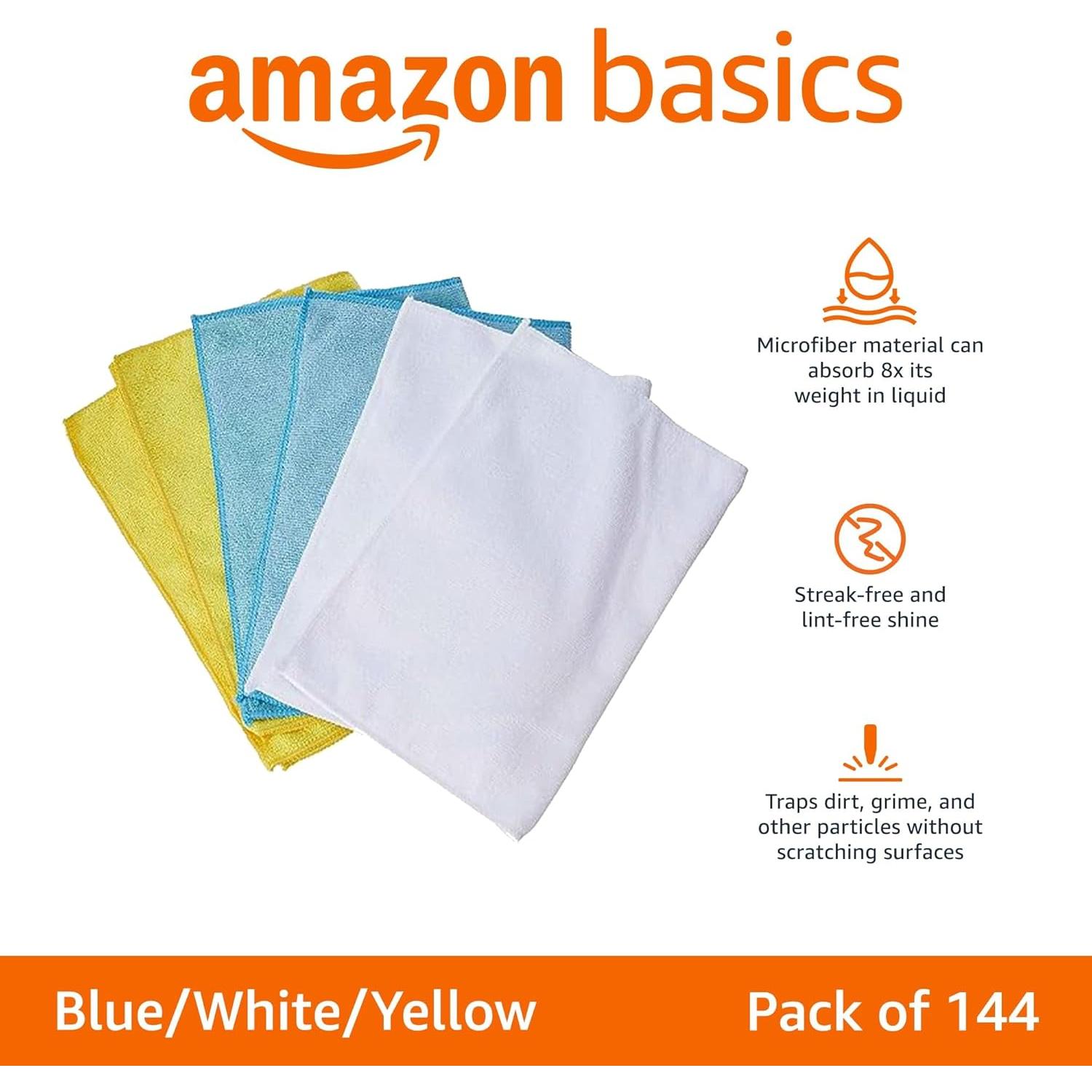 Paños de limpieza de microfibra Amazon Basics 144-Pack 40.64x30.48cm