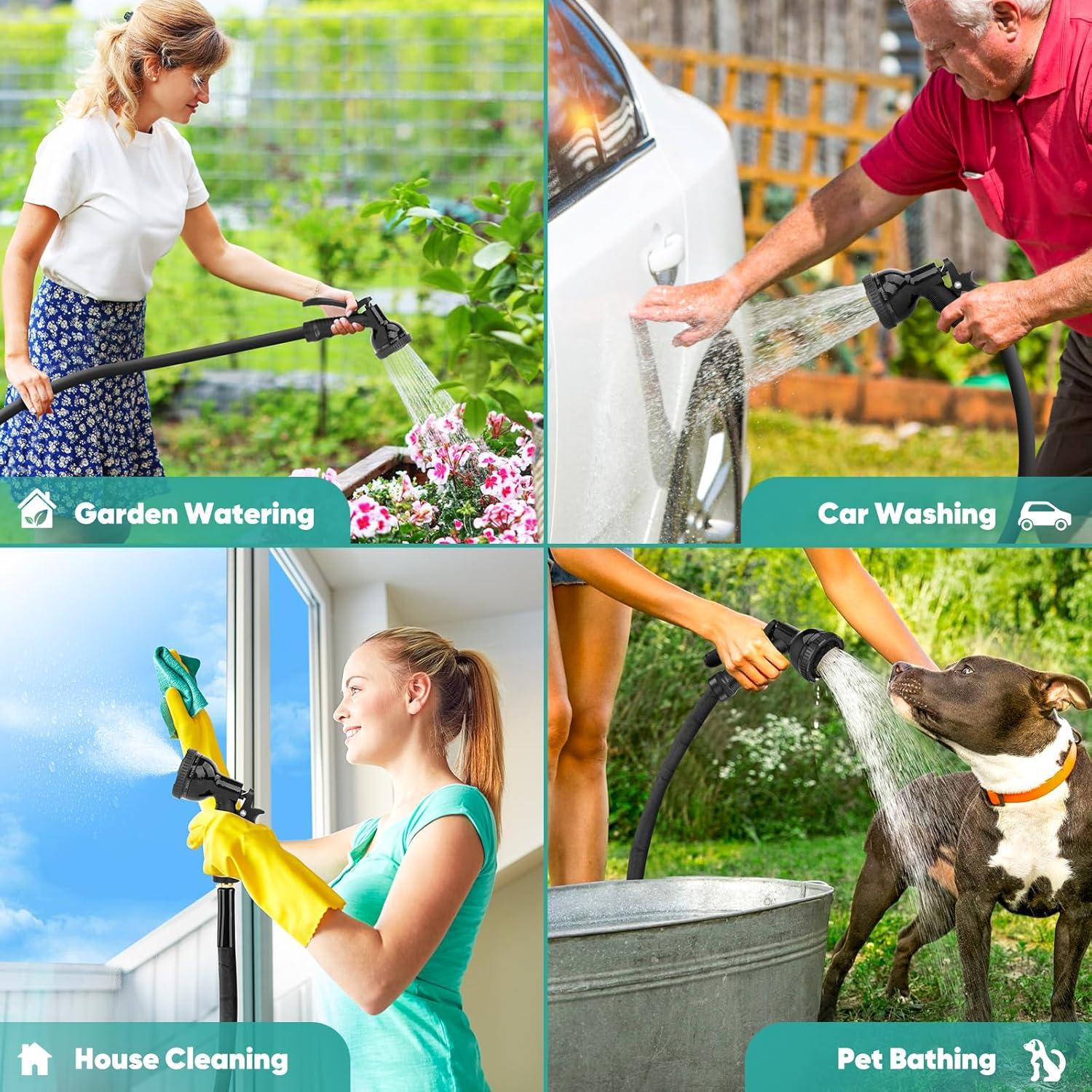 Manguera de Jardín No Expandible 30.48m CXEZSIK con Boquilla 10 Funciones