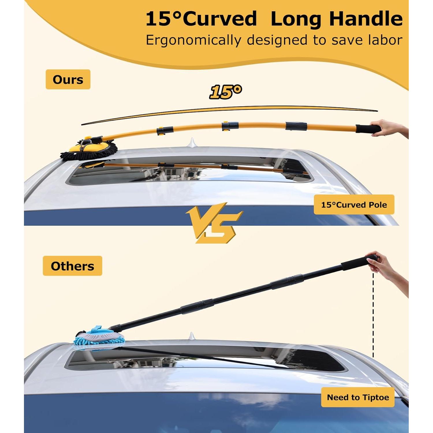 Kit de Cepillo de Lavado de Autos Anngrowy 144 cm Microfibra