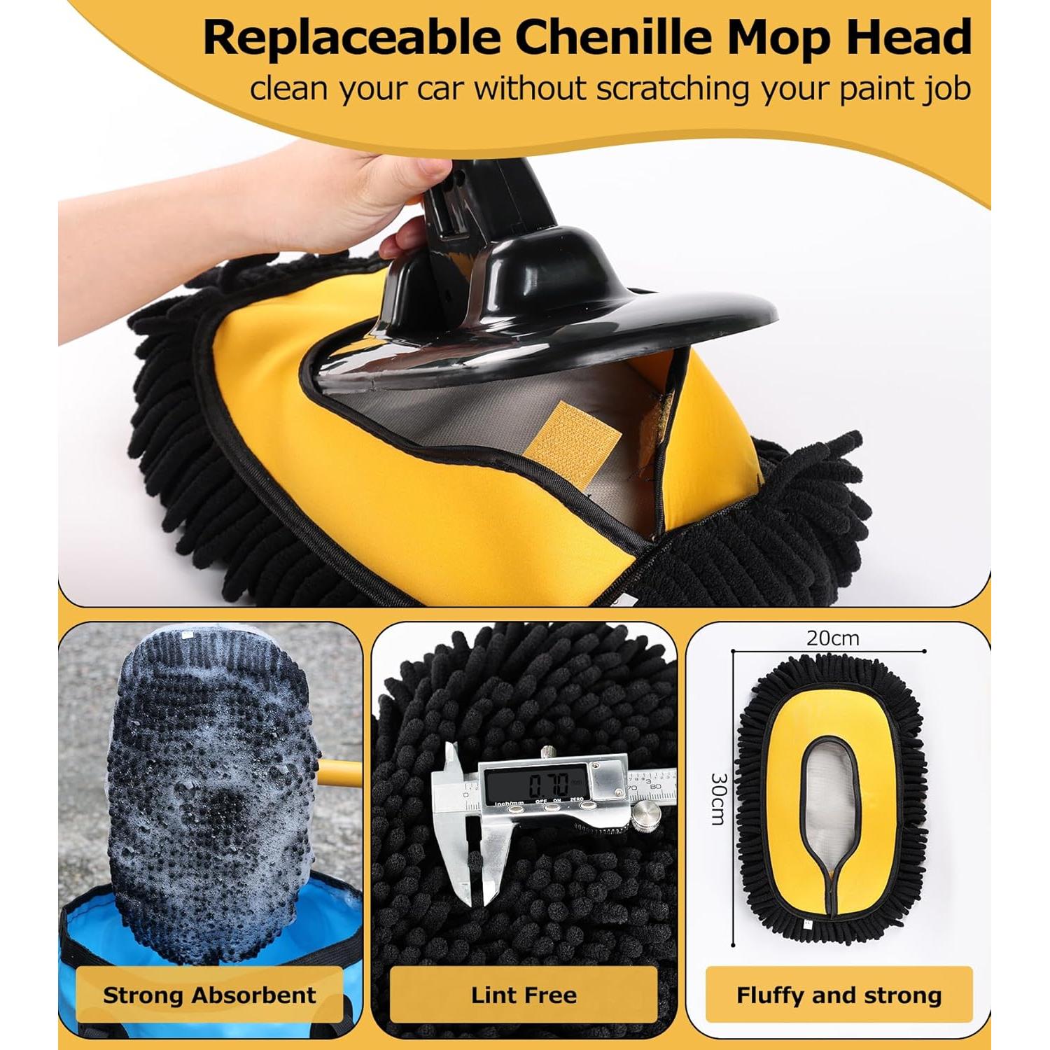 Kit de Cepillo de Lavado de Autos Anngrowy 144 cm Microfibra