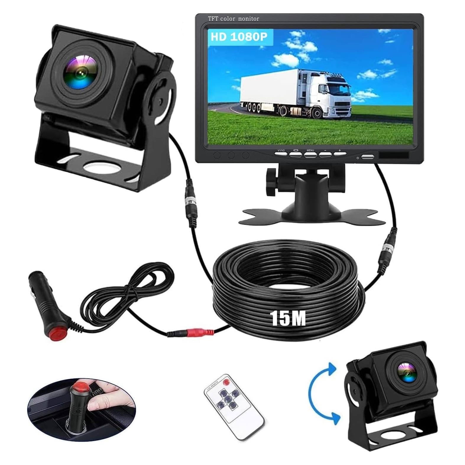Kit Cámara de Respaldo TOPRUI 1080P Monitor 7" Impermeable