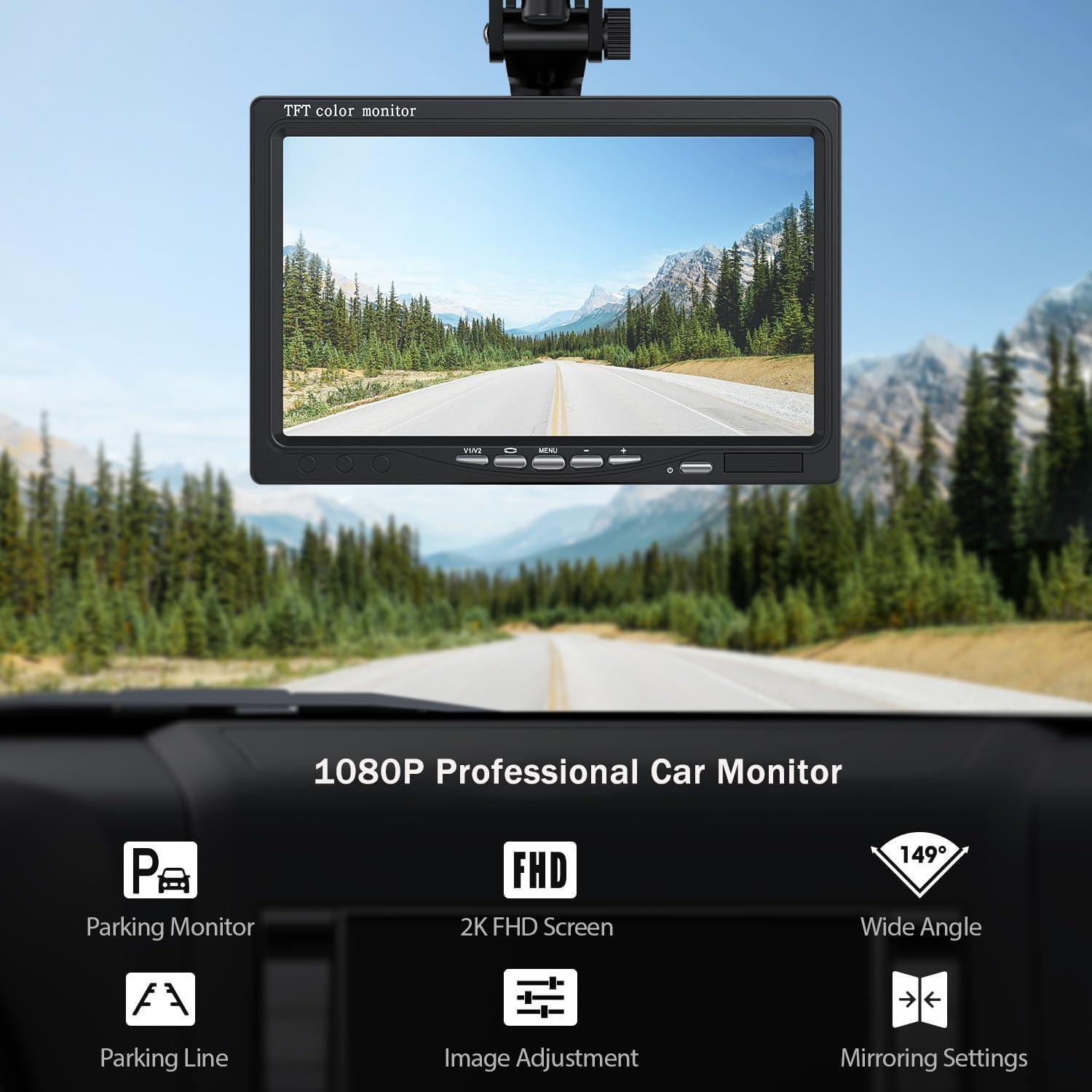 Kit Cámara de Respaldo TOPRUI 1080P Monitor 7" Impermeable