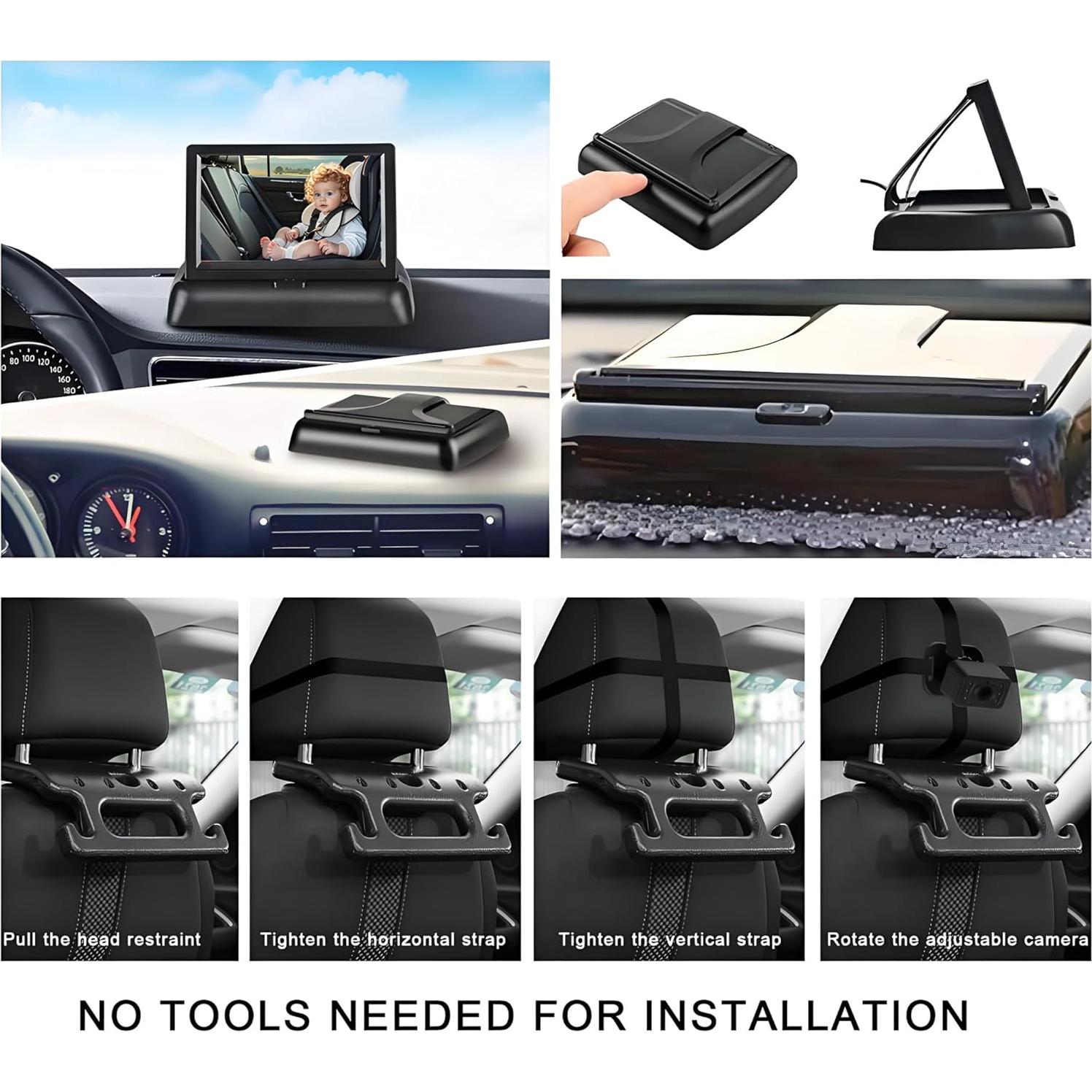 Cámara de Auto para Bebés JUNHAOZ KB45 HD 720P 4.3"