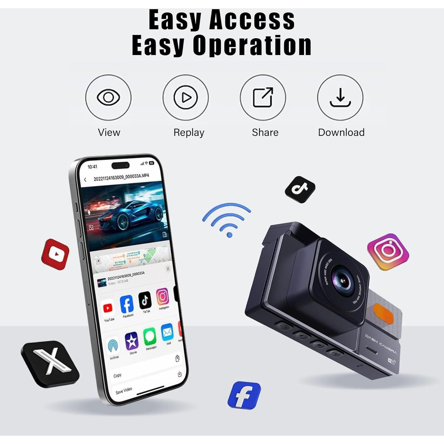 Cámara Dash YIDJOFJ K03 4K Doble Frontal y Trasera 64GB