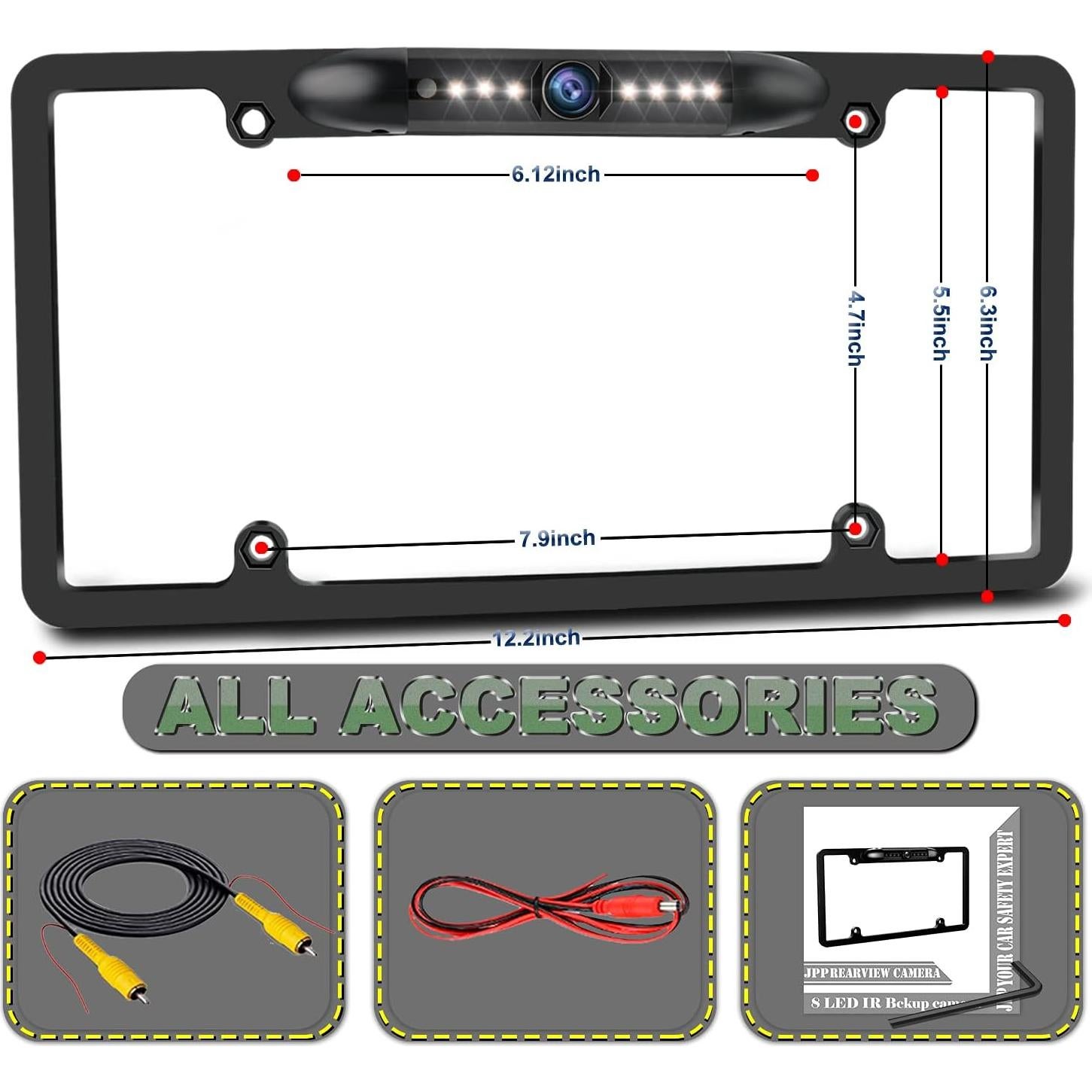 Cámara de Respaldo HD JPP con Visión Nocturna y 7 LEDs
