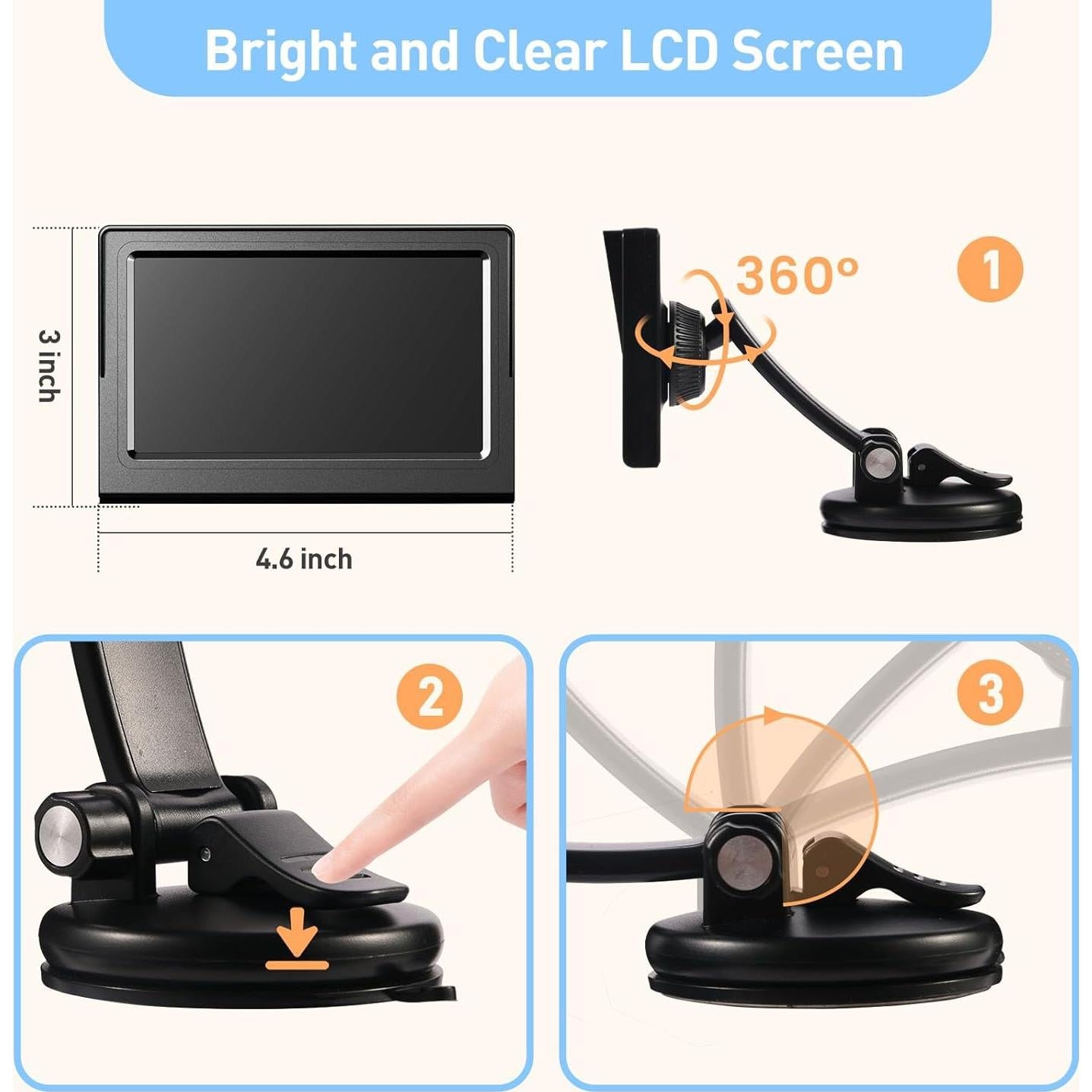 Cámara de Monitor para Bebés en Auto BM200 - Pantalla 4.3" HD