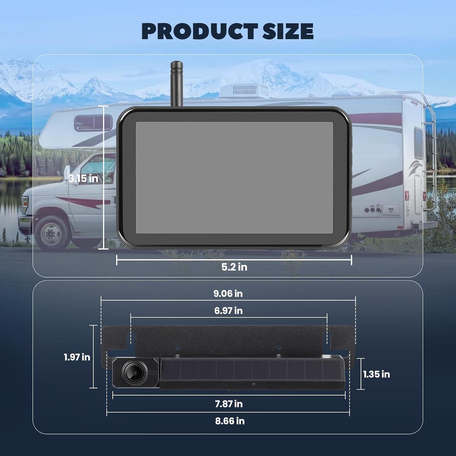 Cámara de Respaldo Inalámbrica FAHKNS 5" HD 1080P Solar