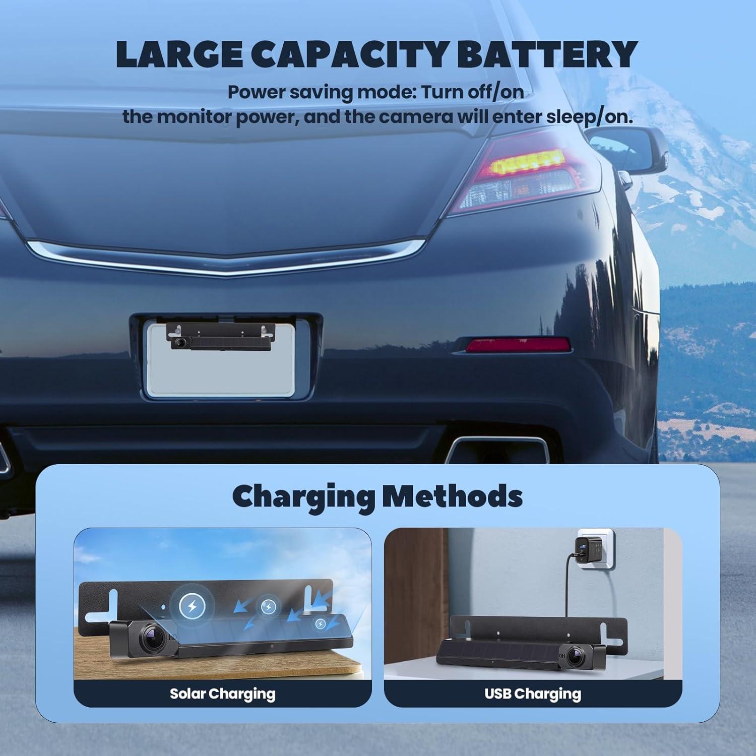 Cámara de Respaldo Inalámbrica FAHKNS 5" HD 1080P Solar