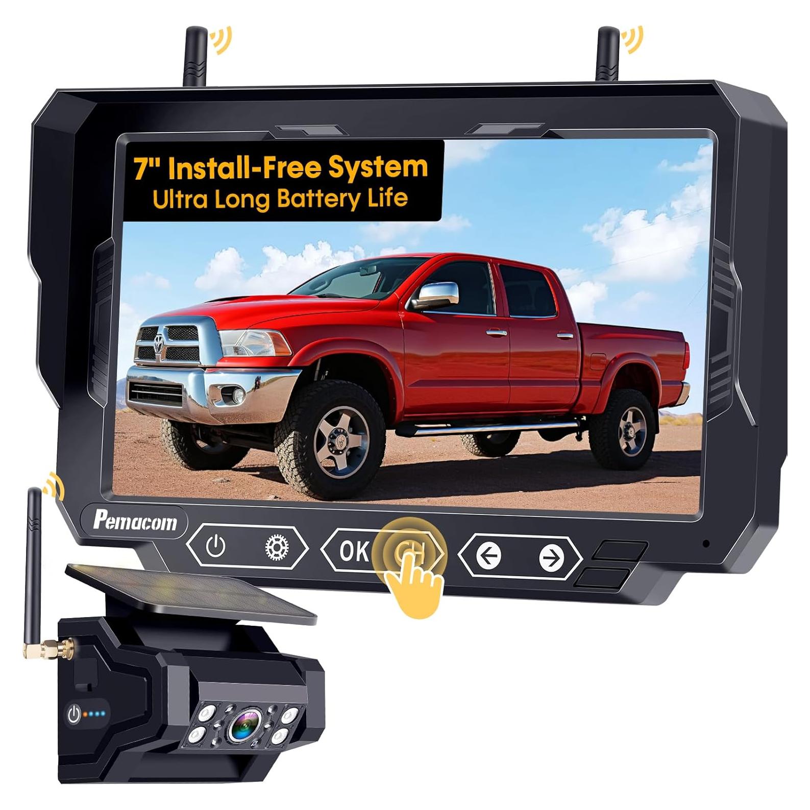 Cámara de Respaldo Inalámbrica Solar Pemacom P15 7" HD 1080P