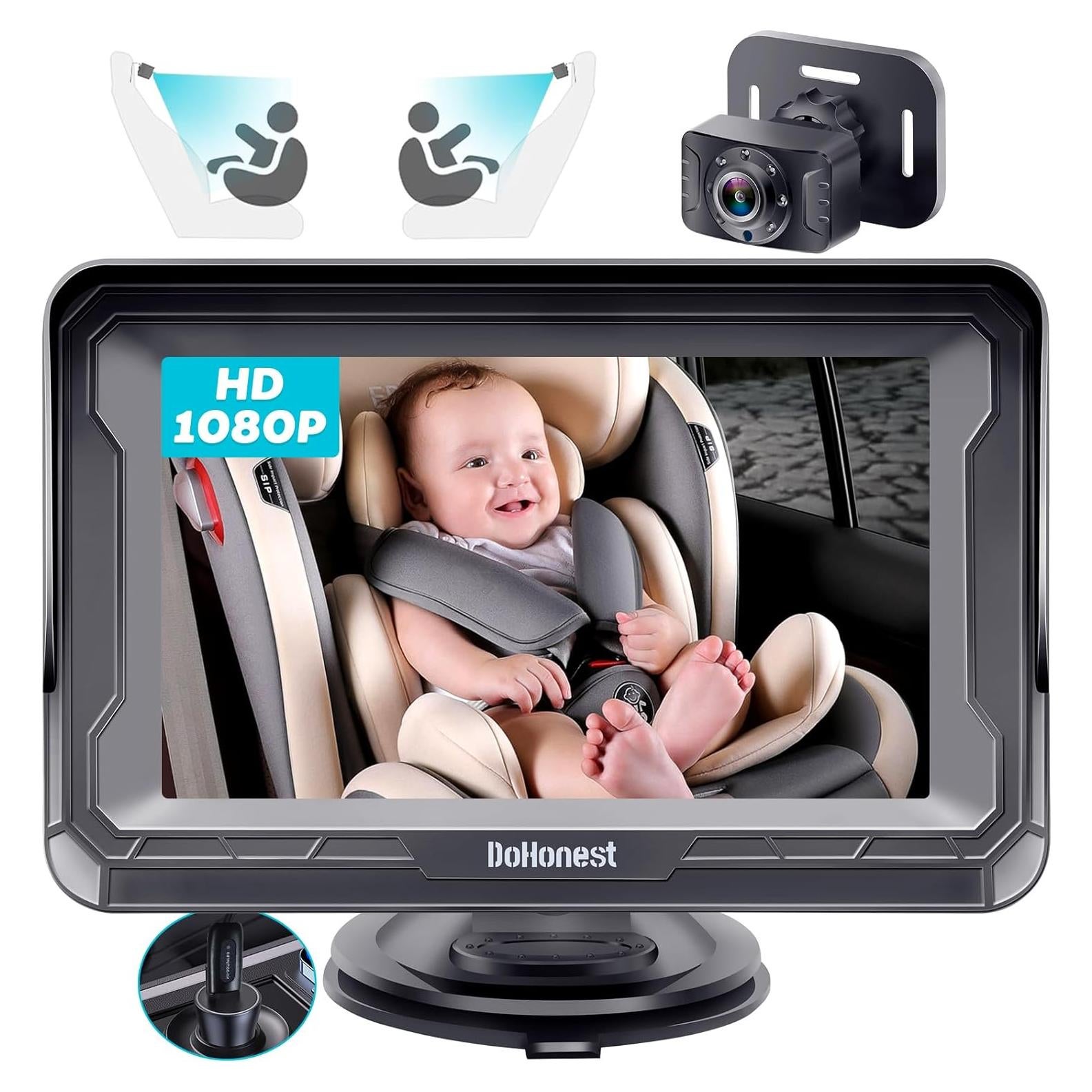 Cámara de Coche para Bebés DoHonest 1080P HD con Visión Nocturna