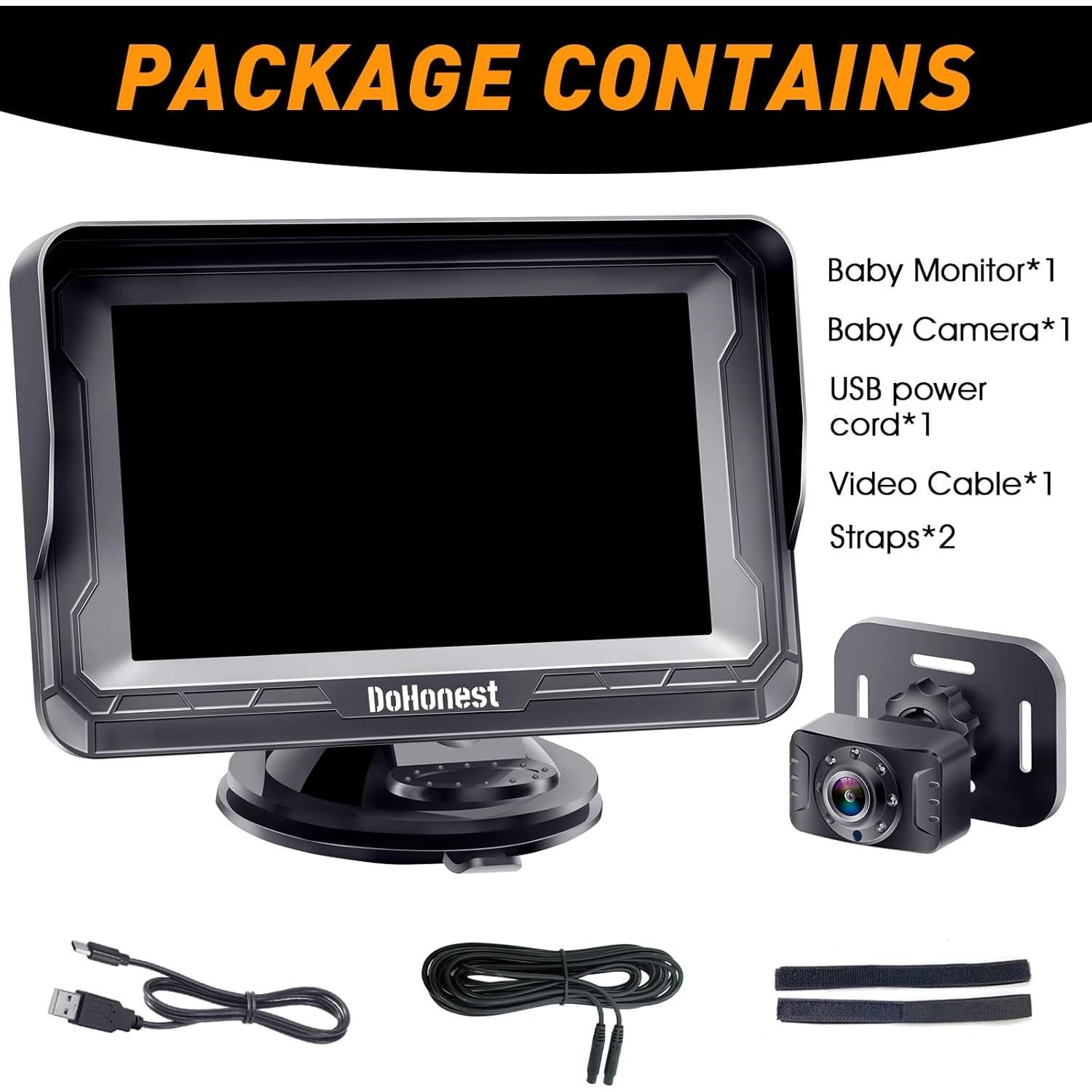 Cámara de Coche para Bebés DoHonest 1080P HD con Visión Nocturna