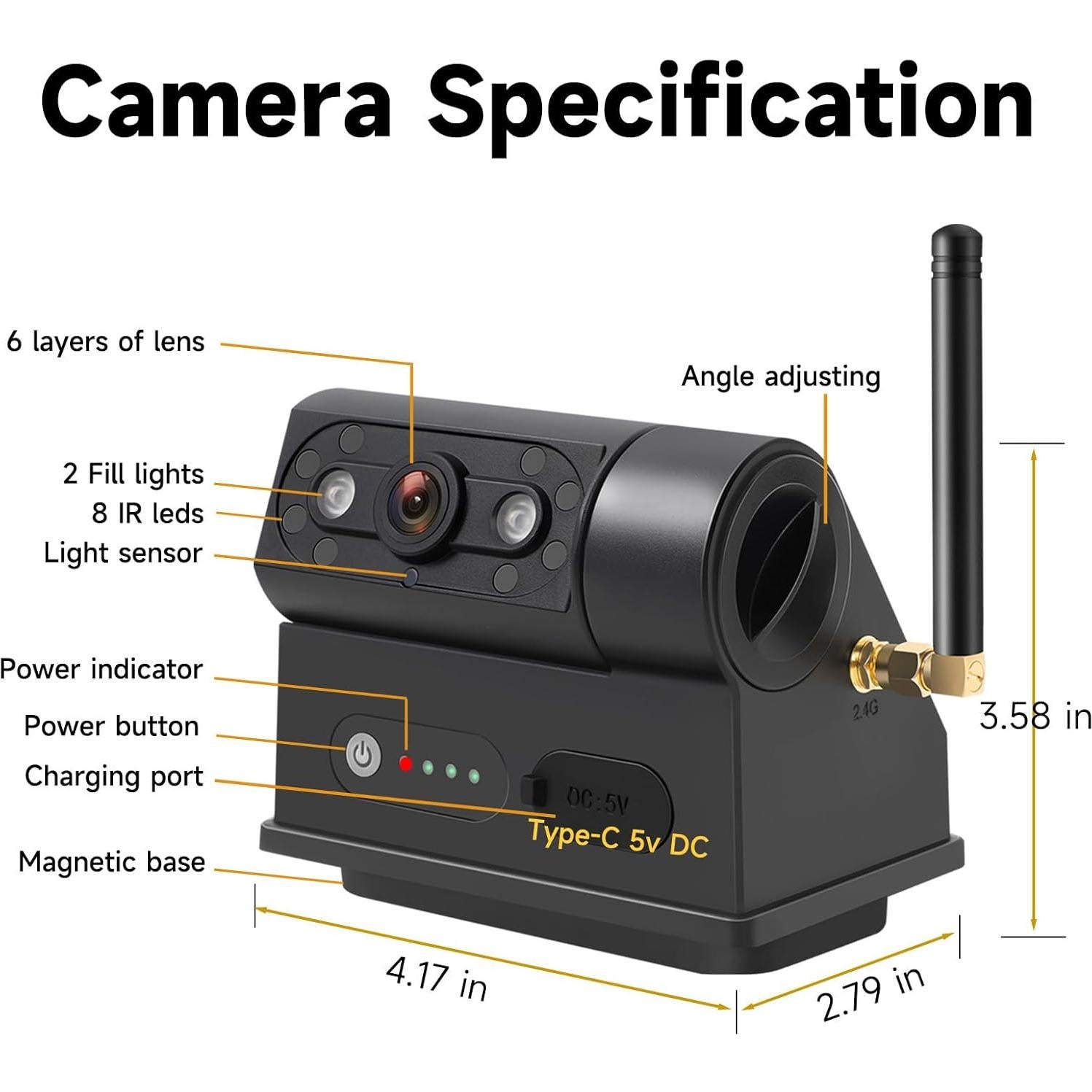 Cámara de Respaldo Inalámbrica Solar Huizhou L-XV20 5" HD