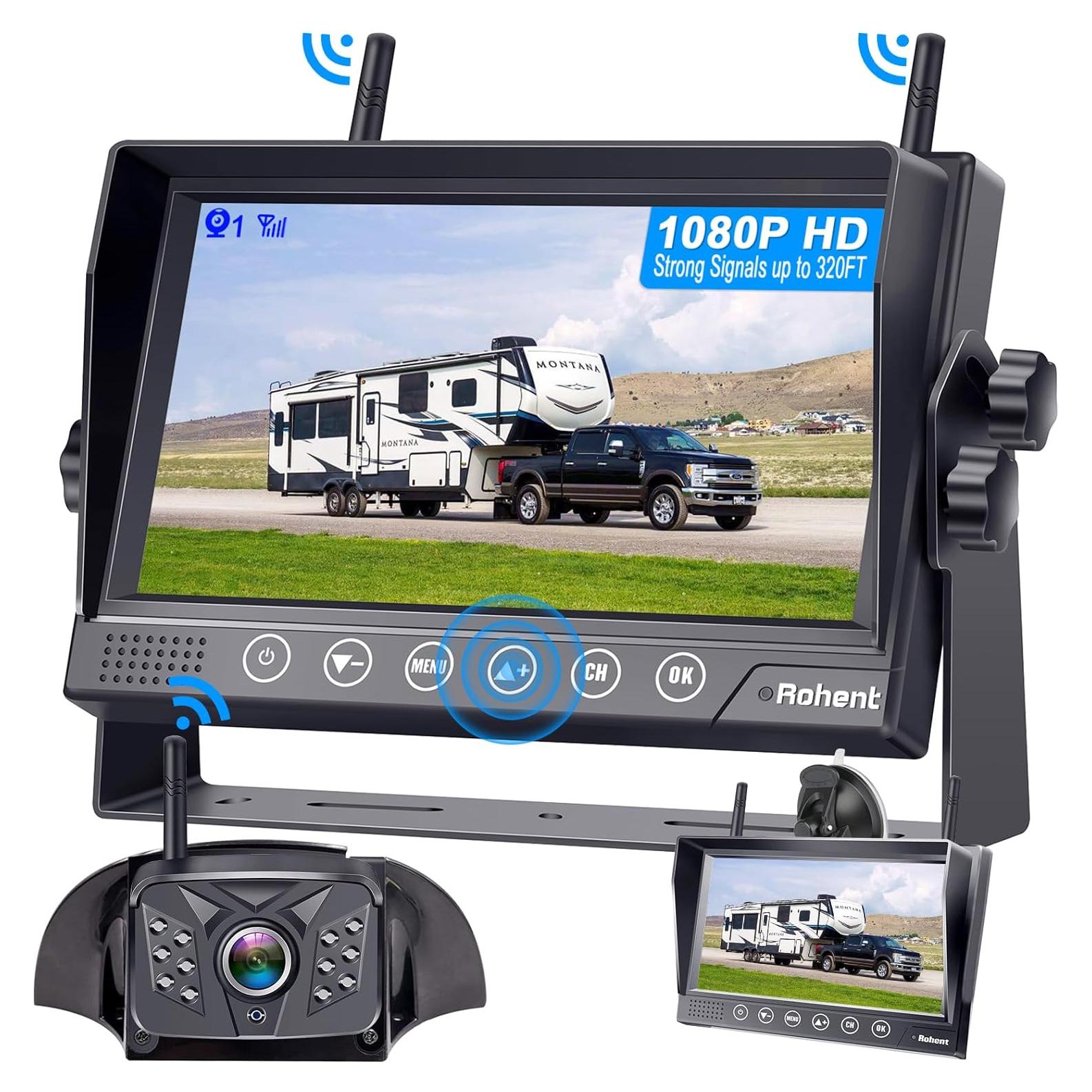 Cámara de Respaldo Inalámbrica HD 1080P Rohent 7" Monitor Táctil