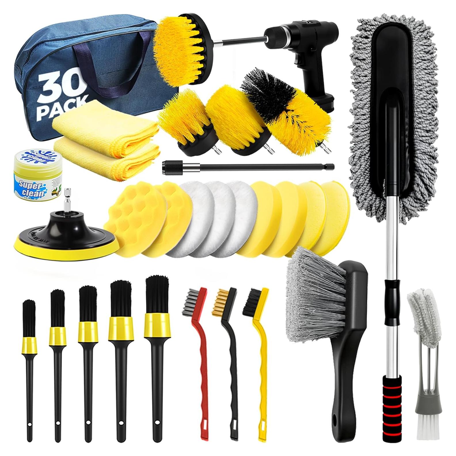 Kit de Detallado de Autos ALFLOD 30 Piezas con Gel y Cepillos