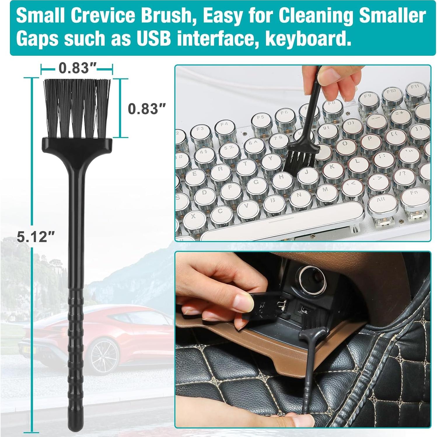 Kit de limpieza para interiores de automóviles Luscinum - 5 cepillos y gel