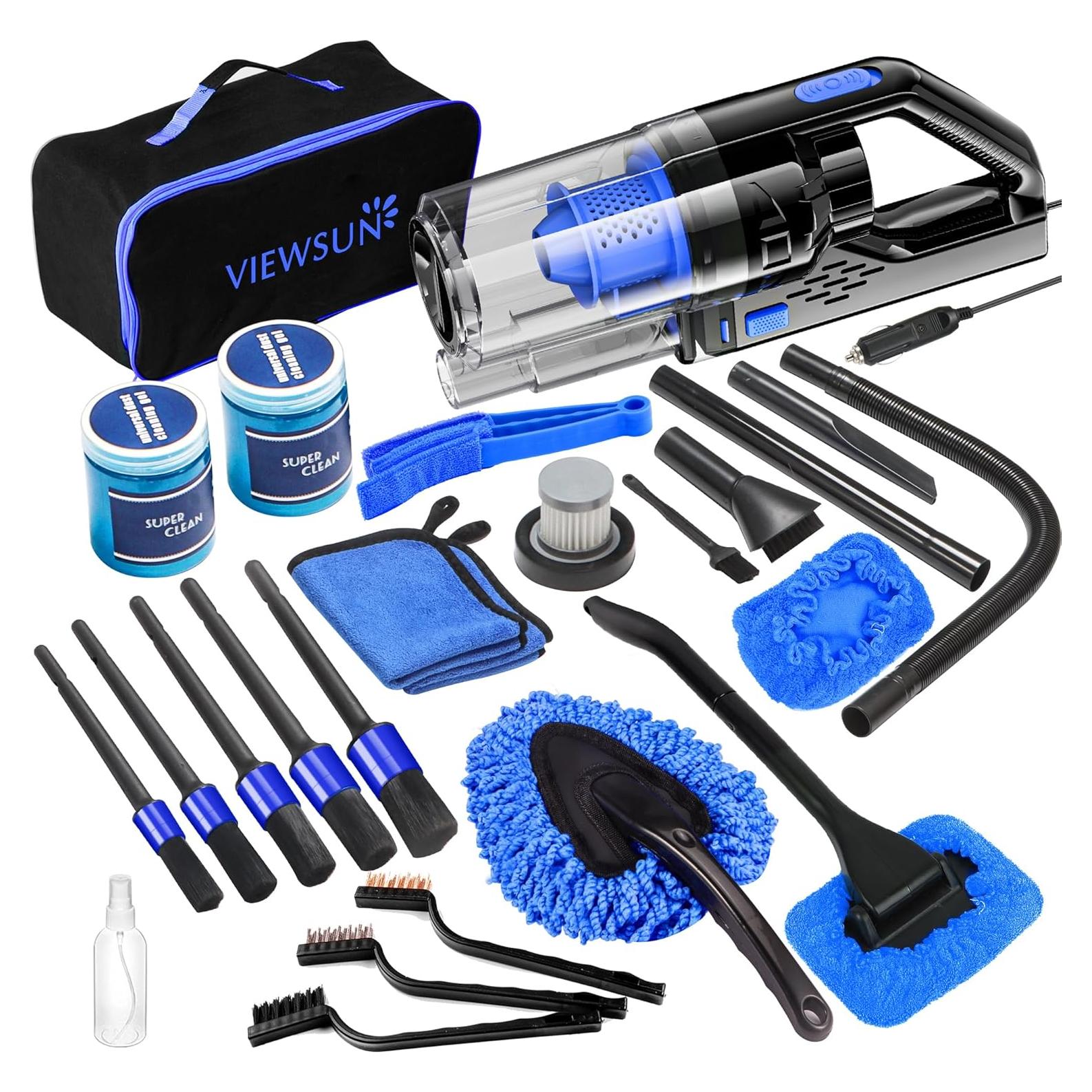 Kit de Limpieza de Autos Viewsun 19 PCS con Aspiradora y Accesorios