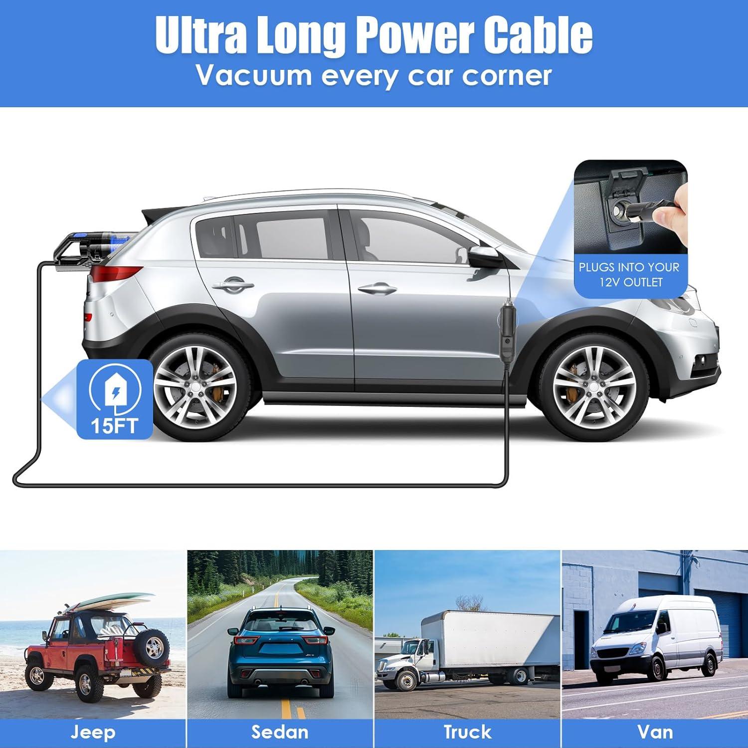 Kit de Limpieza de Autos Viewsun 19 PCS con Aspiradora y Accesorios