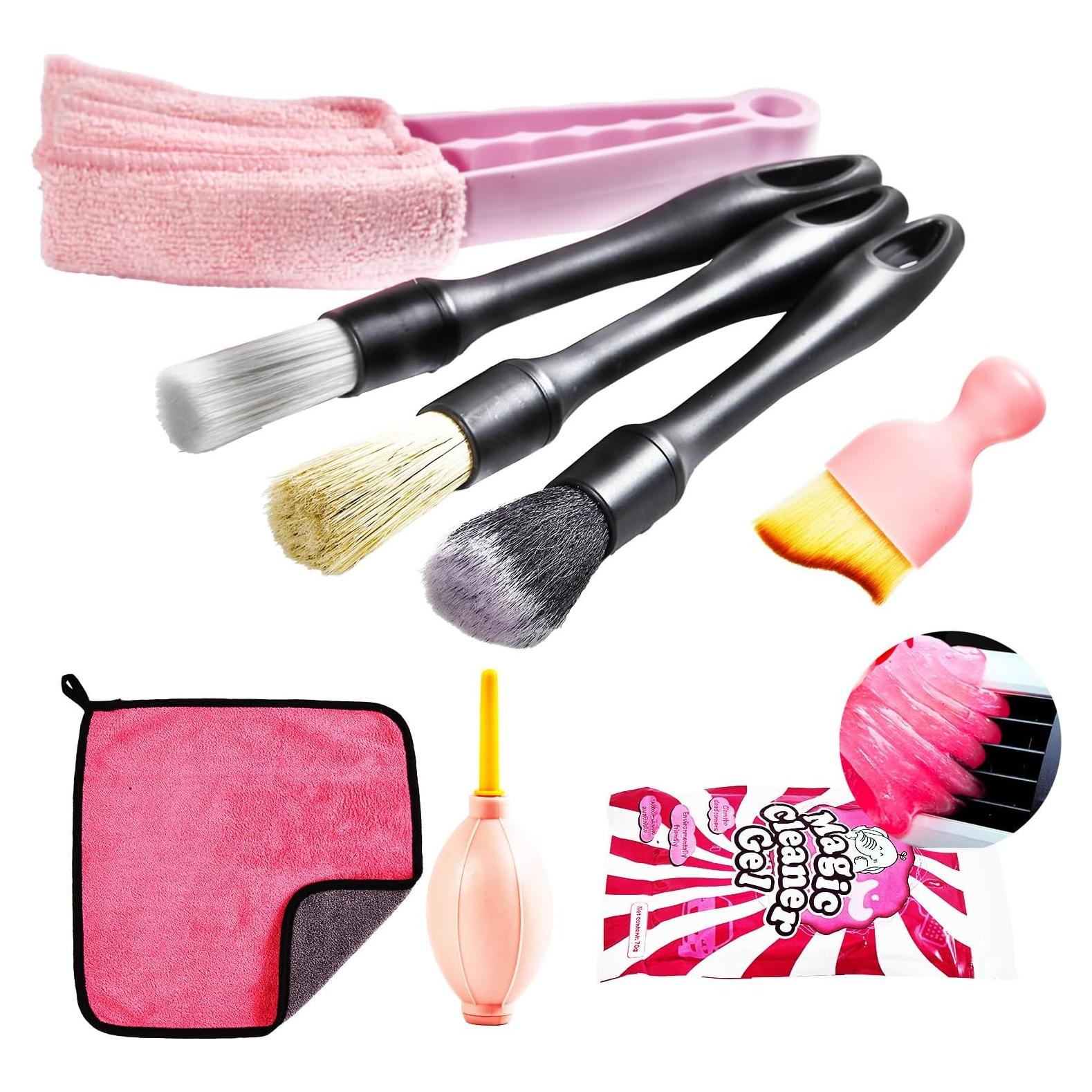 Kit de Limpieza para Autos Daemson - 8 Piezas Rosa