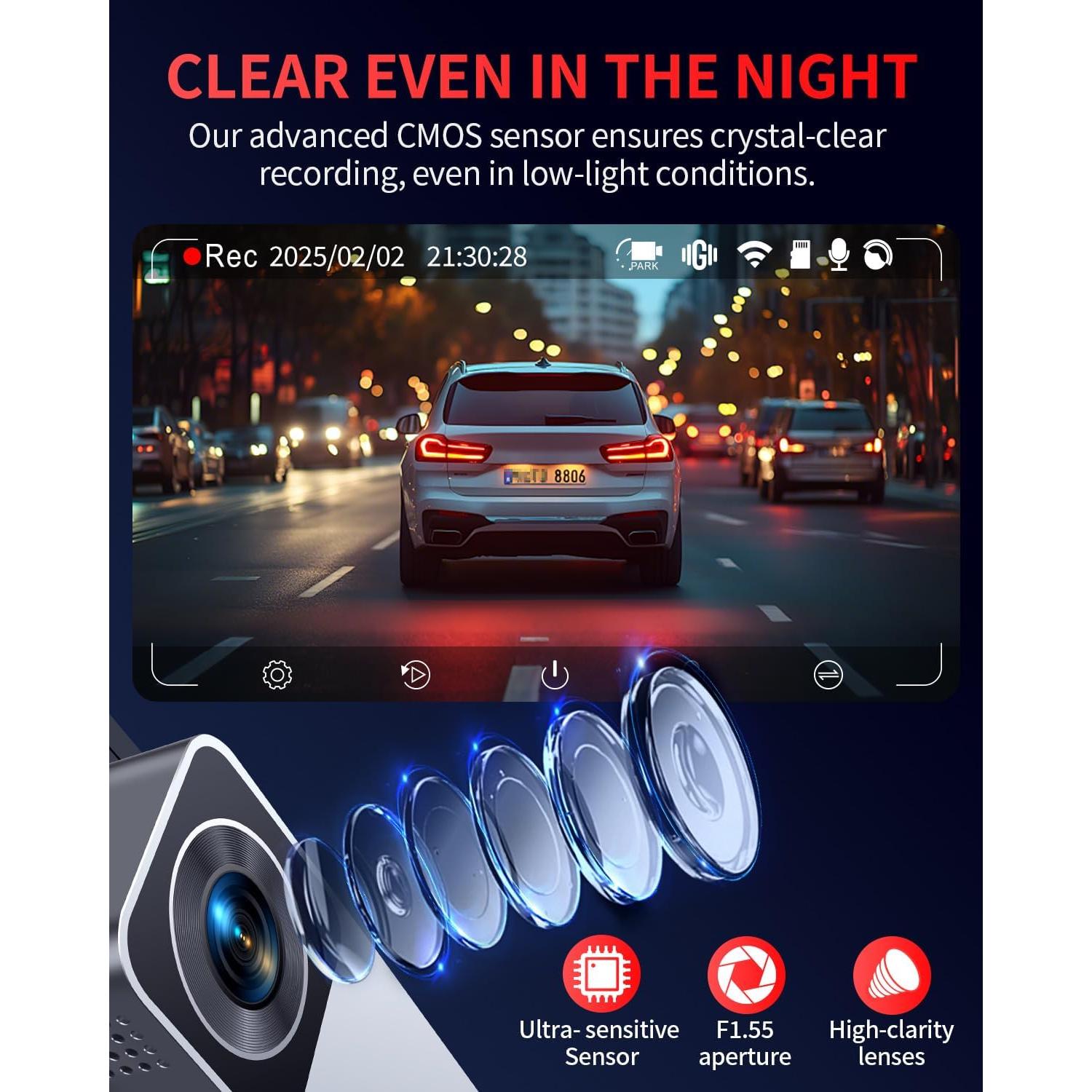 Cámara de tablero Gleetour G2 4K Dual con GPS y WiFi