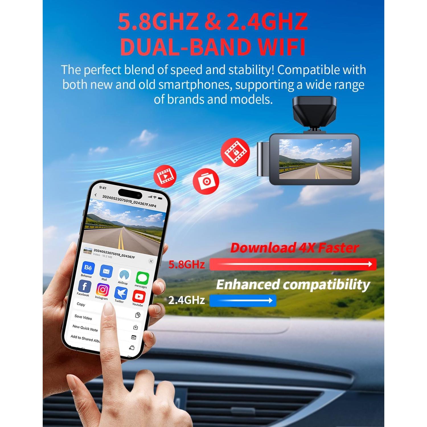 Cámara de tablero Gleetour G2 4K Dual con GPS y WiFi