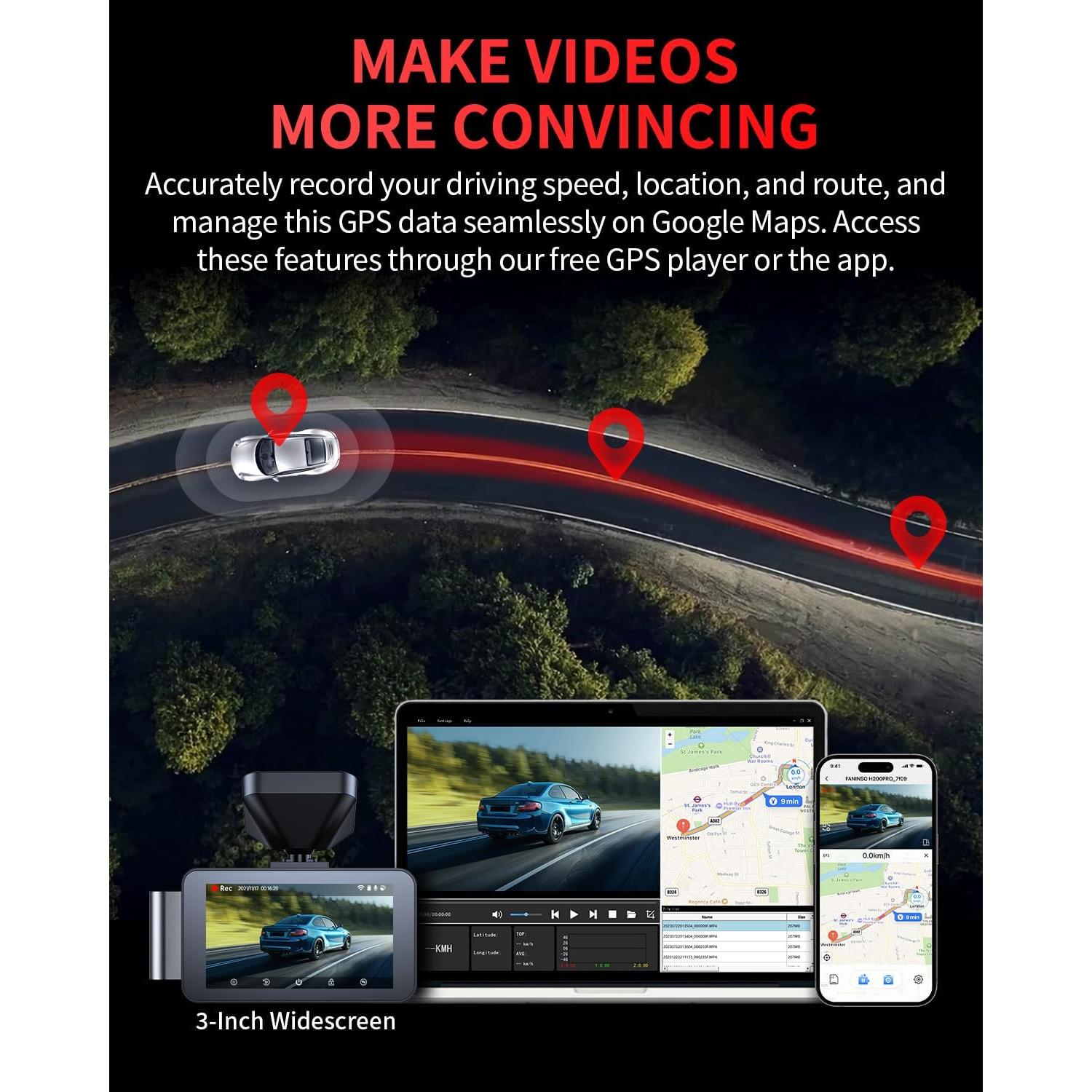 Cámara de tablero Gleetour G2 4K Dual con GPS y WiFi