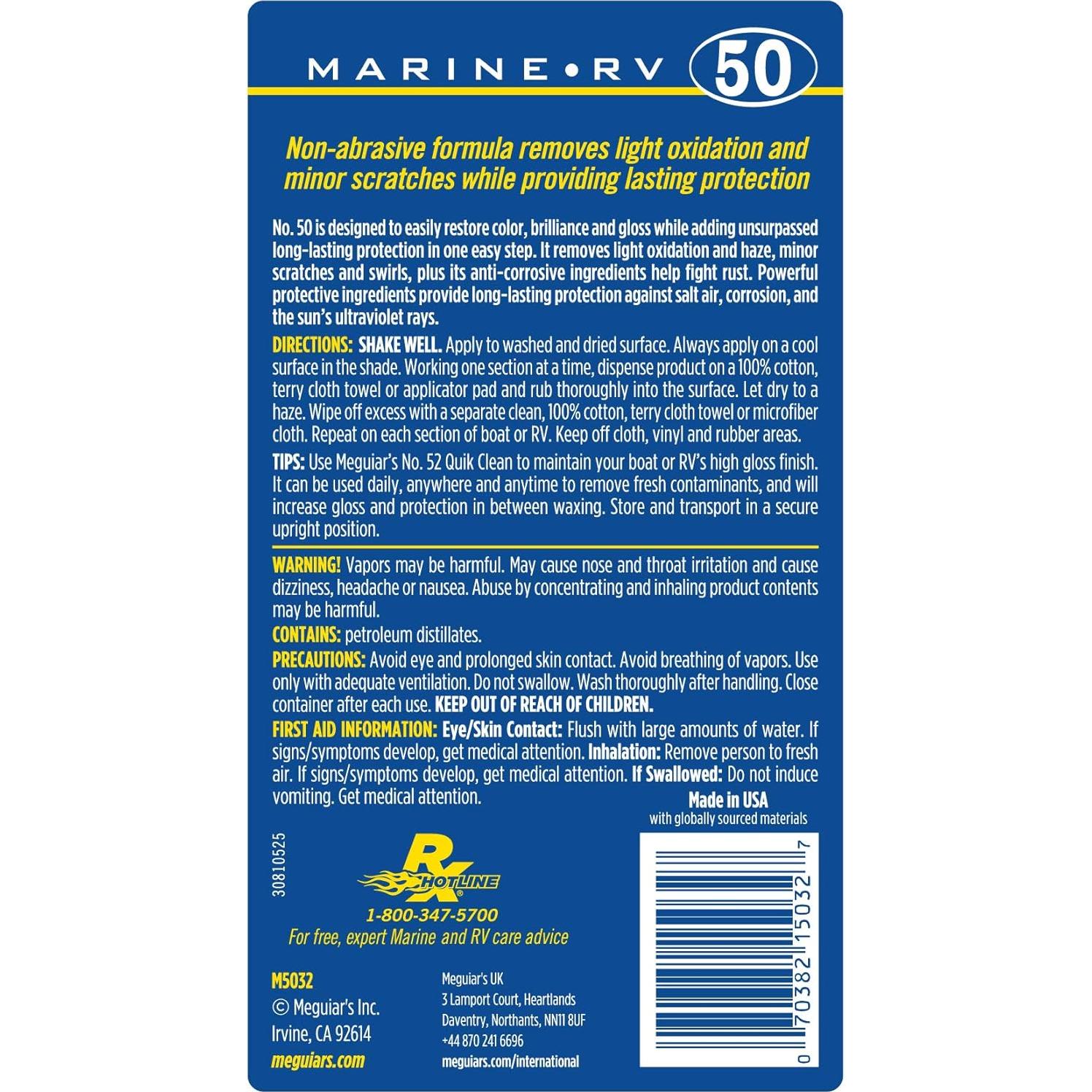 Cera limpiadora marina Meguiar's M5032 946 ml - Un solo paso