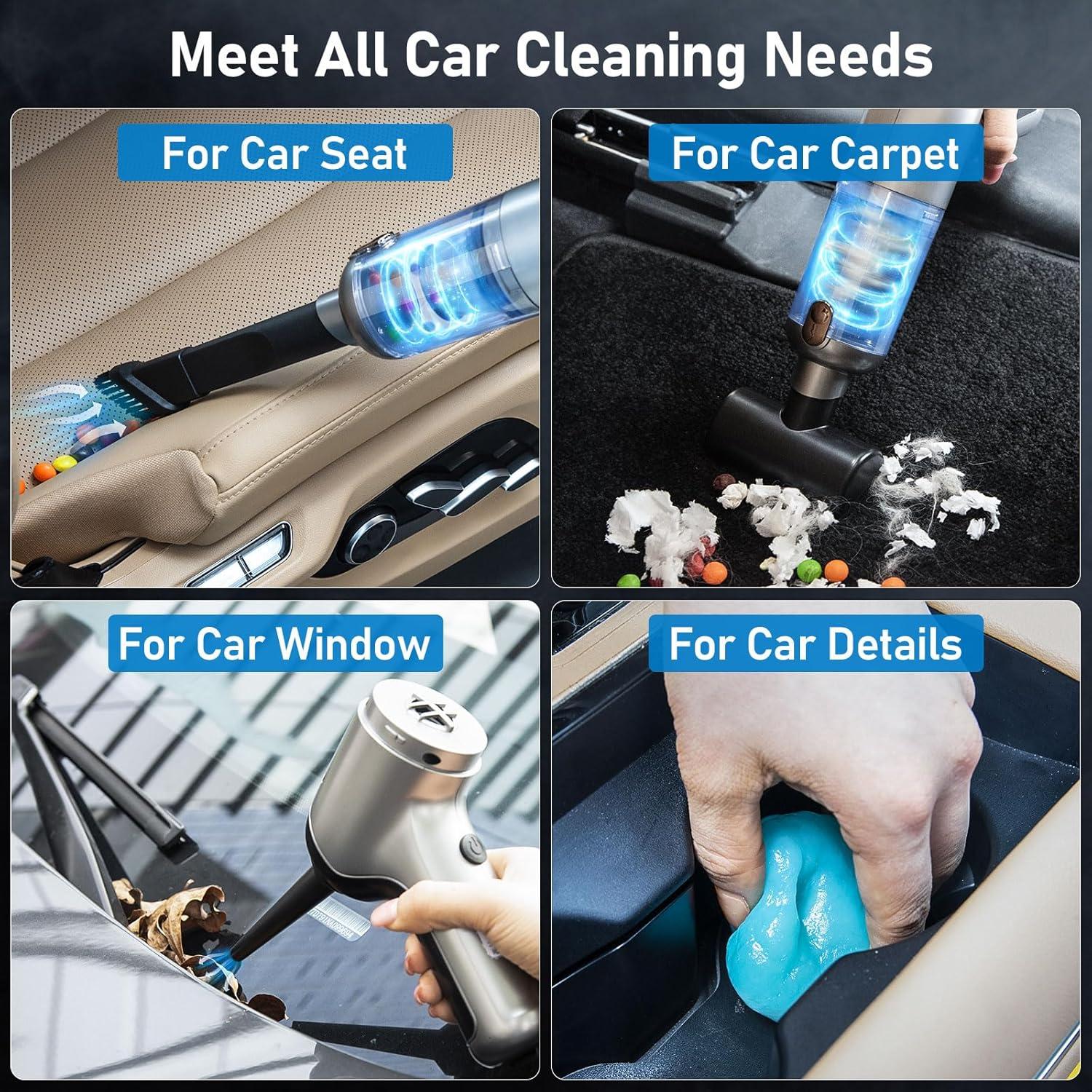 ColorCoral Portable Car Vacuum, Cordless Handheld Vacuum Cleaner with 2Pack Cleaning Gel, Air Duster Computer Vacuum Cordless Rechargeable for Car Interior, Keyboard Cleaner, Home Cleaning
