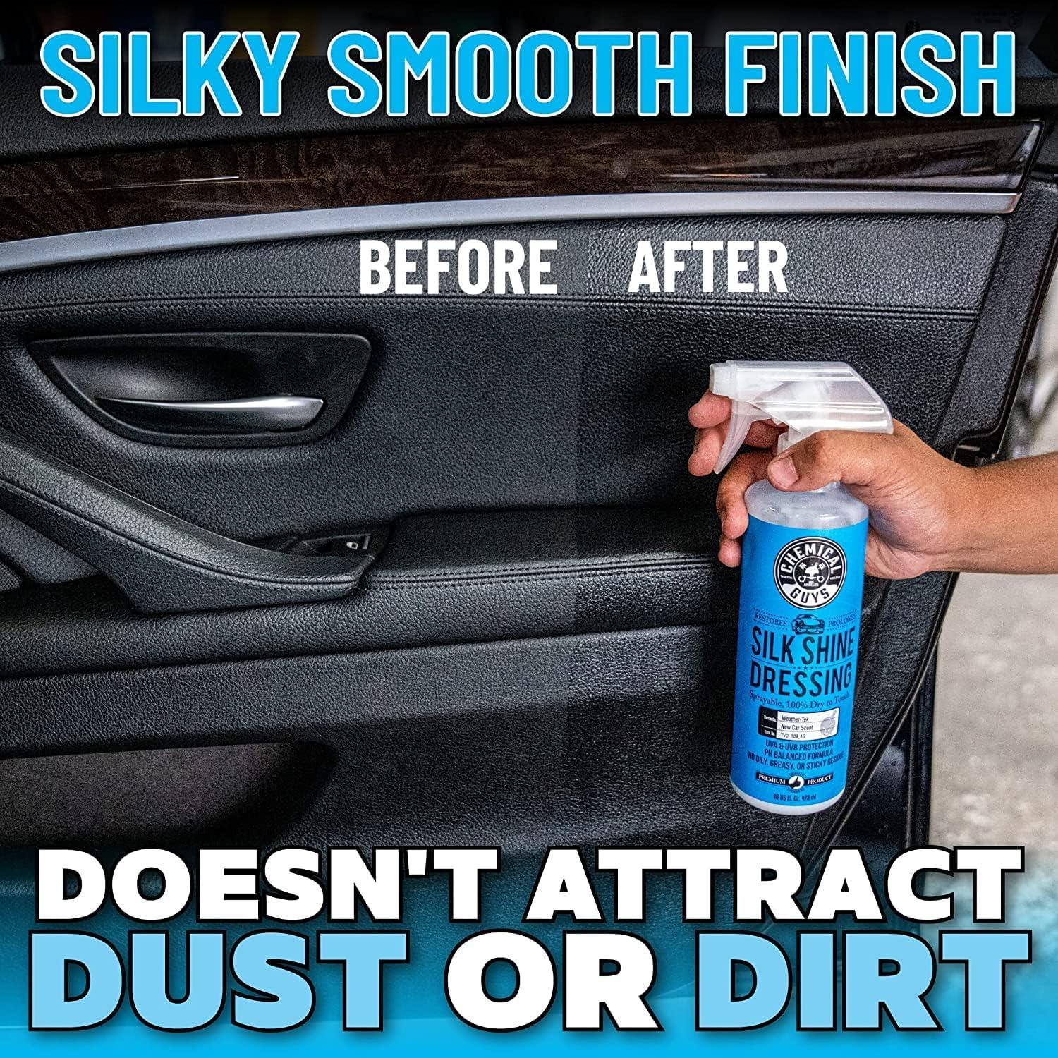 Chemical Guys Silk Shine Tire and Trim Dressing and Protectant – Non-Greasy Vinyl, Plastic & Rubber Spray, Plastic Restorer for Cars – Restores Shine for Cars, Trucks, Motorcycles, RVs, 16 fl oz