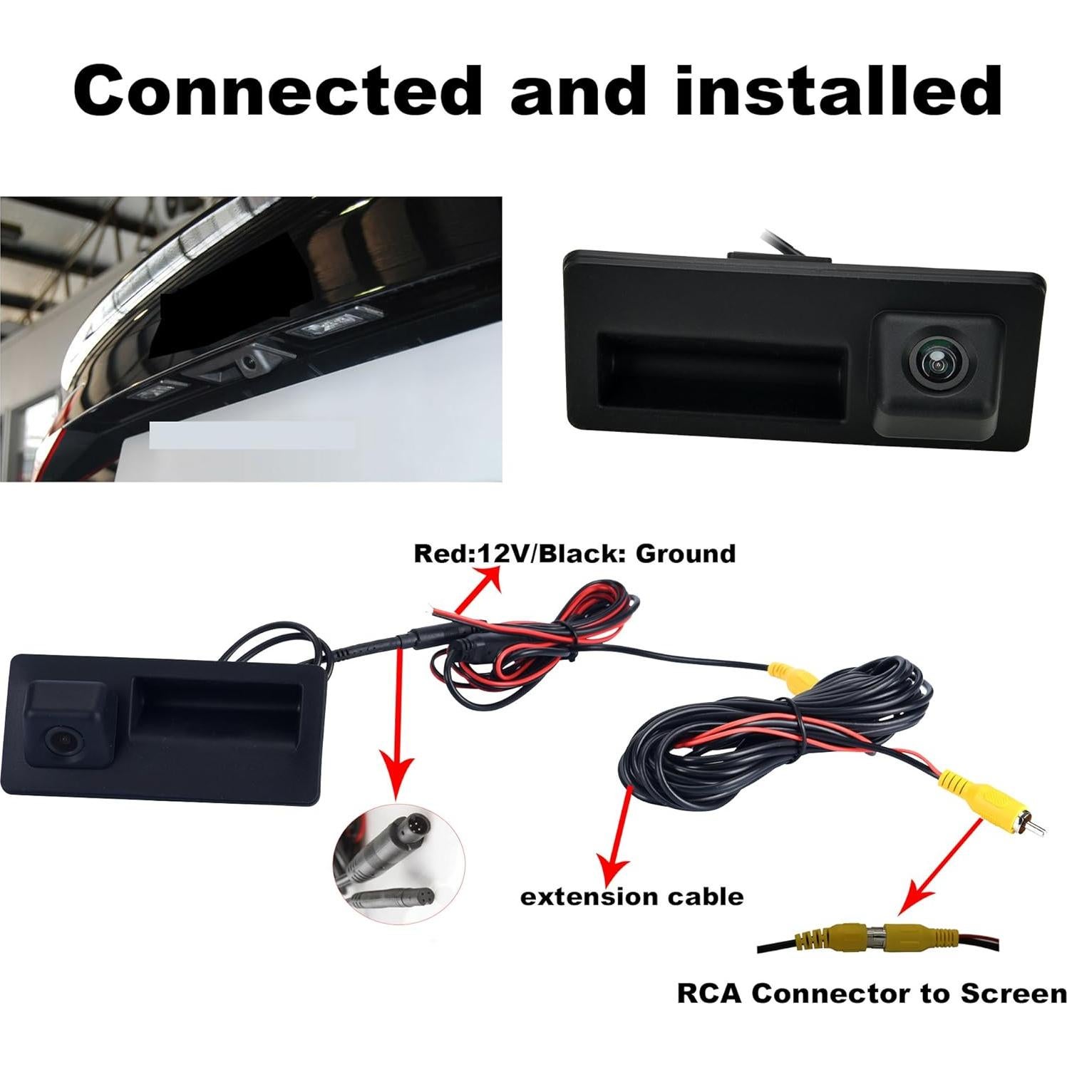 Car Trunk Handle Dynamic Camera Rear View HD Camera for Audi A4 A5 S5 Q3 Q5 for VW Passat Tiguan Golf Passat Touran Jetta Sharan Touareg with Moving Guide Parking line