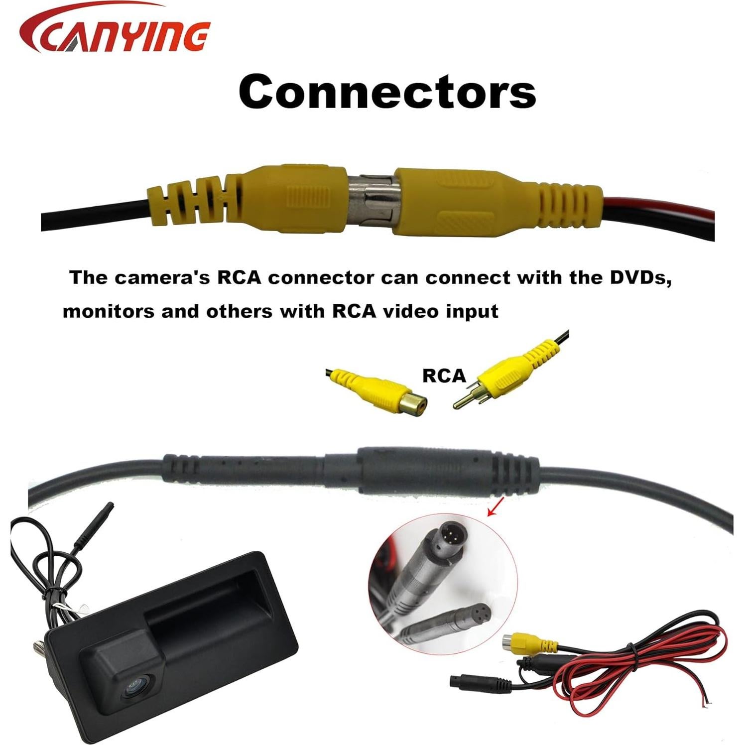 Car Trunk Handle Dynamic Camera Rear View HD Camera for Audi A4 A5 S5 Q3 Q5 for VW Passat Tiguan Golf Passat Touran Jetta Sharan Touareg with Moving Guide Parking line