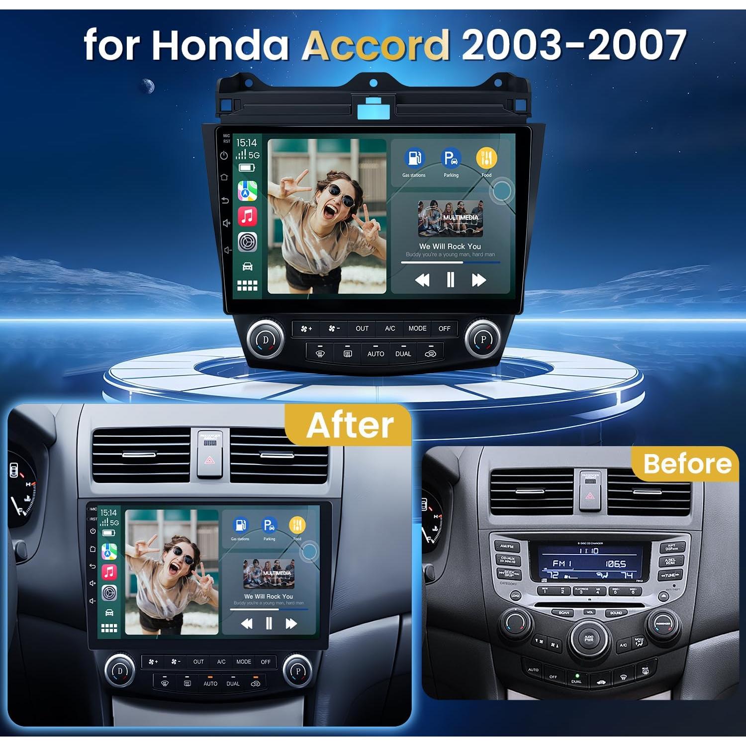 Radio Estéreo 10.1" Honda Accord 2003-2007 Jingelsye 4GB RAM 32GB