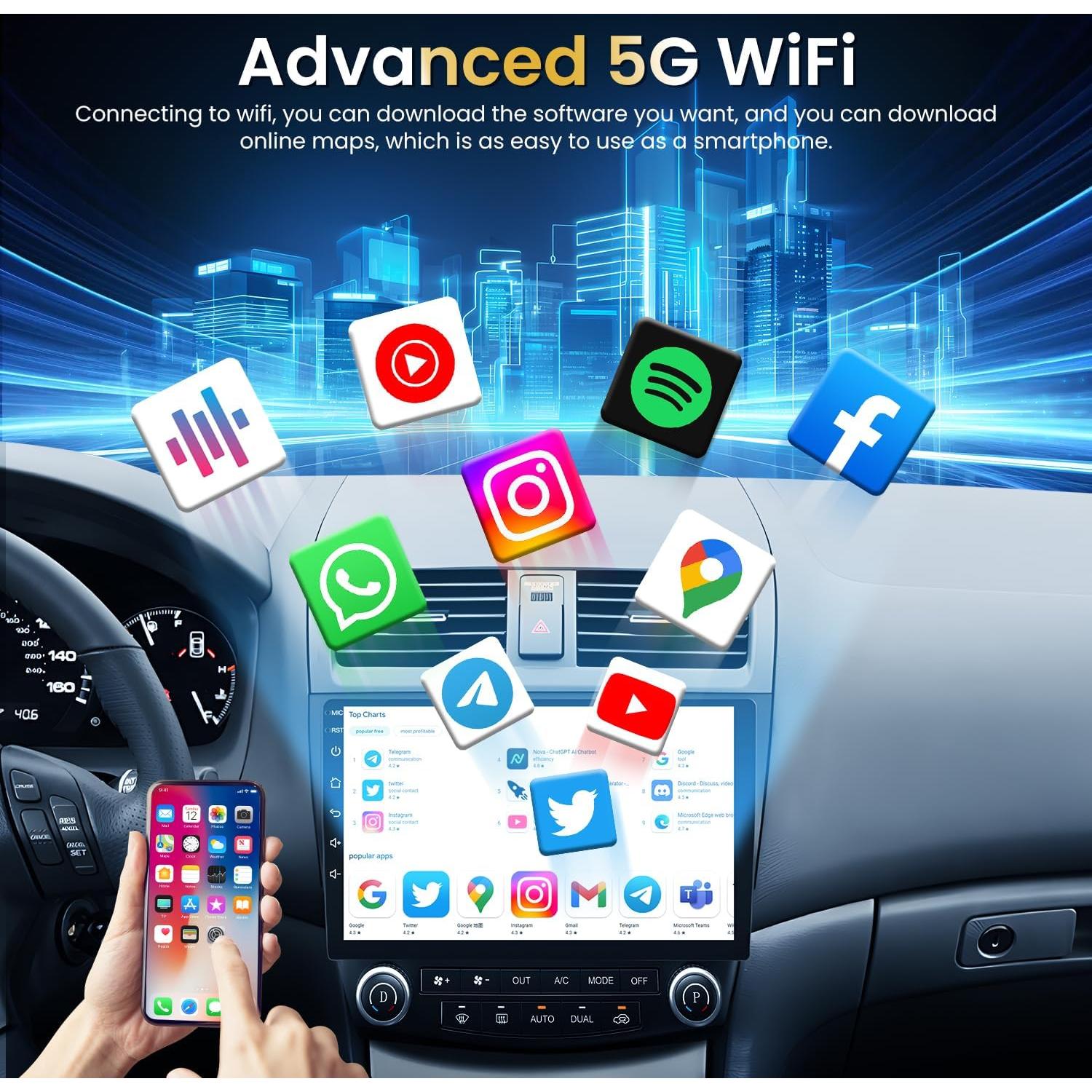 Radio Estéreo 10.1" Honda Accord 2003-2007 Jingelsye 4GB RAM 32GB