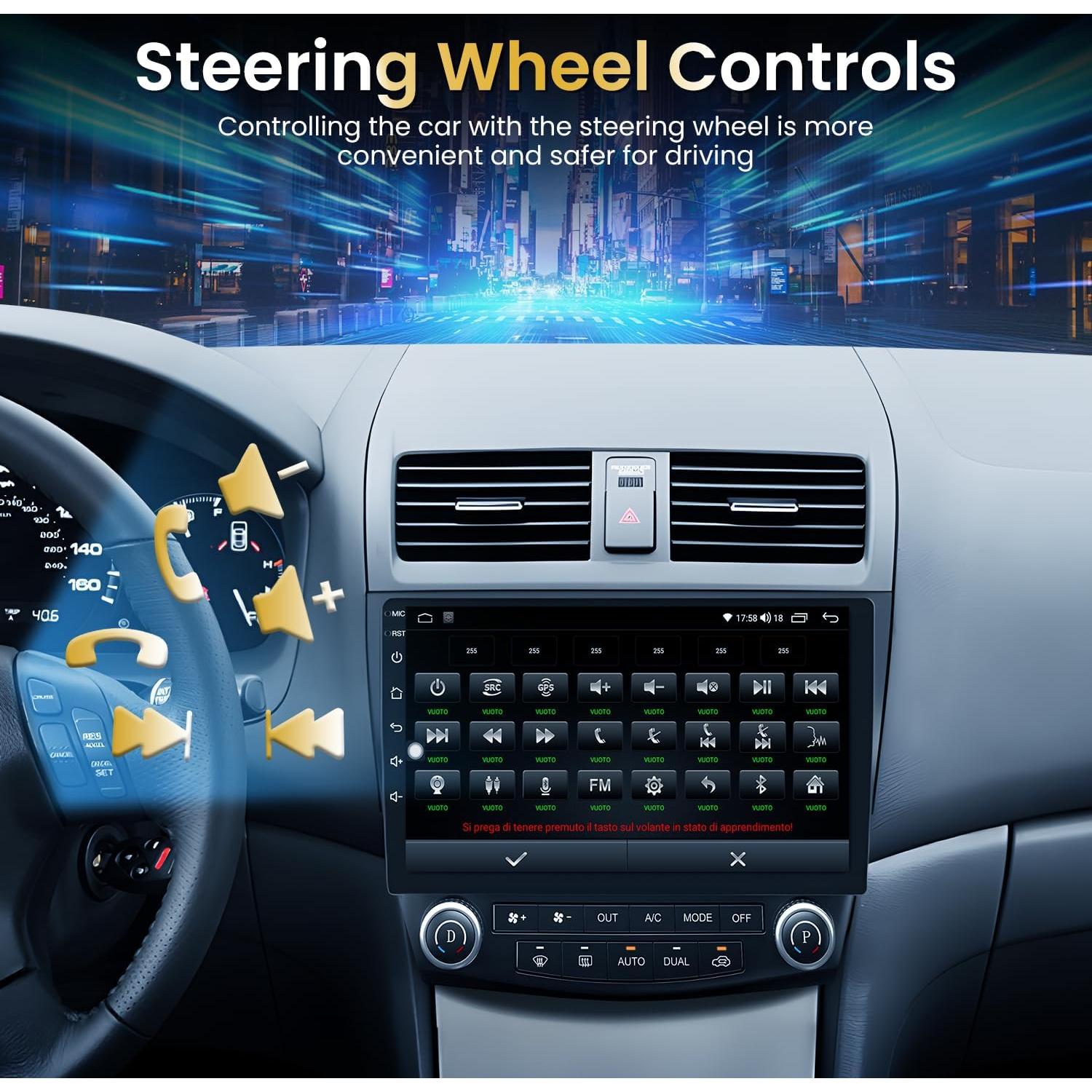 Radio Estéreo 10.1" Honda Accord 2003-2007 Jingelsye 4GB RAM 32GB