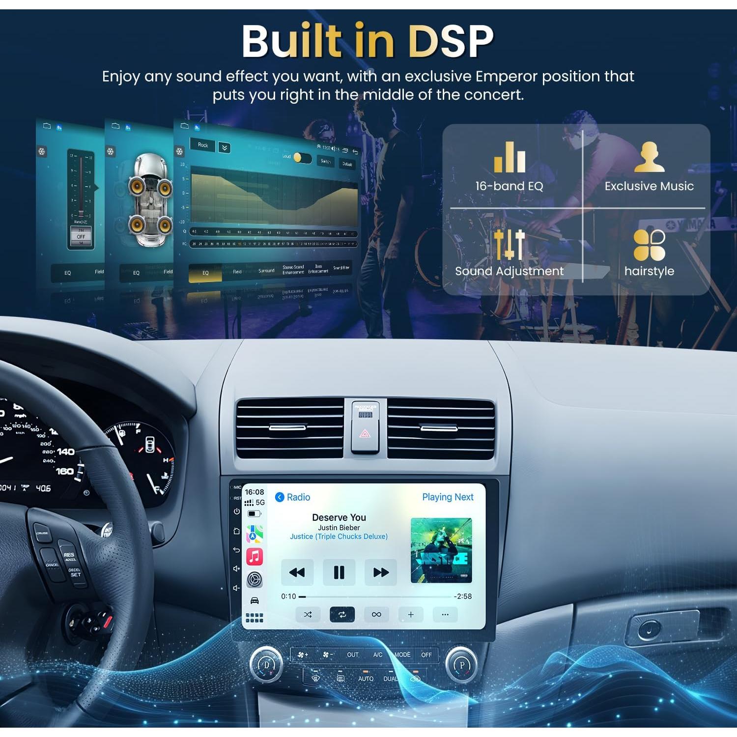 Radio Estéreo 10.1" Honda Accord 2003-2007 Jingelsye 4GB RAM 32GB