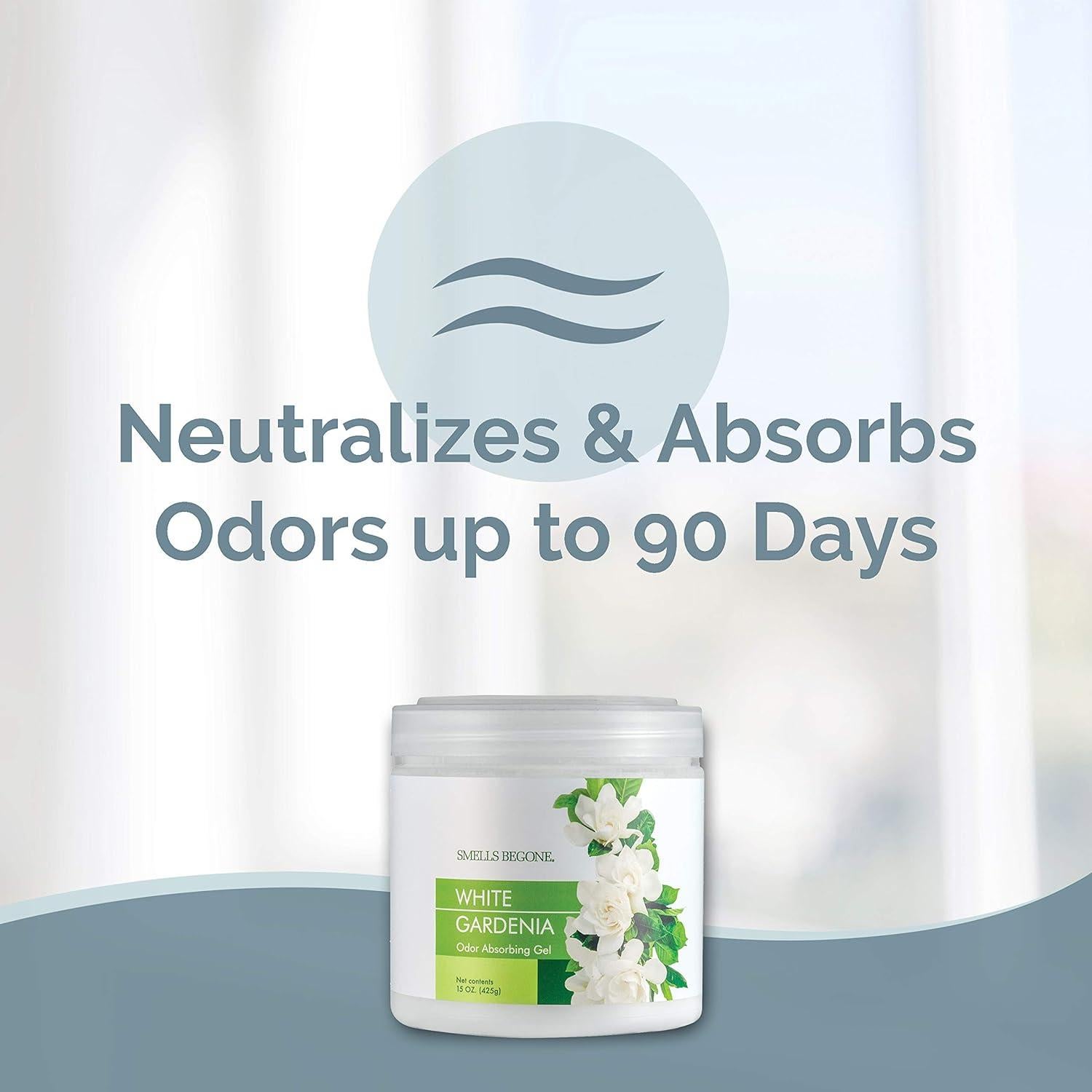 Gel Absorbente de Olores SMELLS BEGONE 425 g - Gardenia Blanca