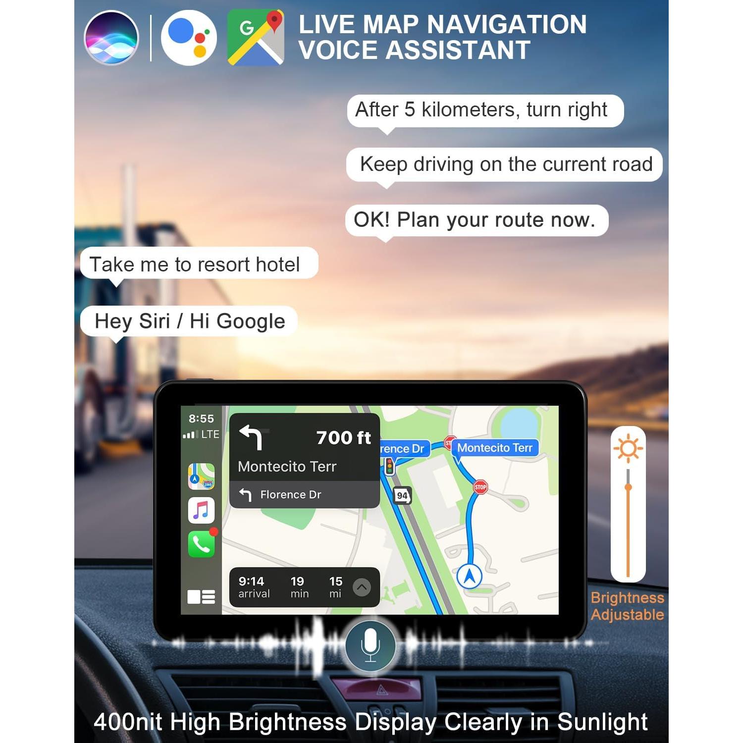 Pantalla Táctil 7" Aonerex Inalámbrica CarPlay Android Auto