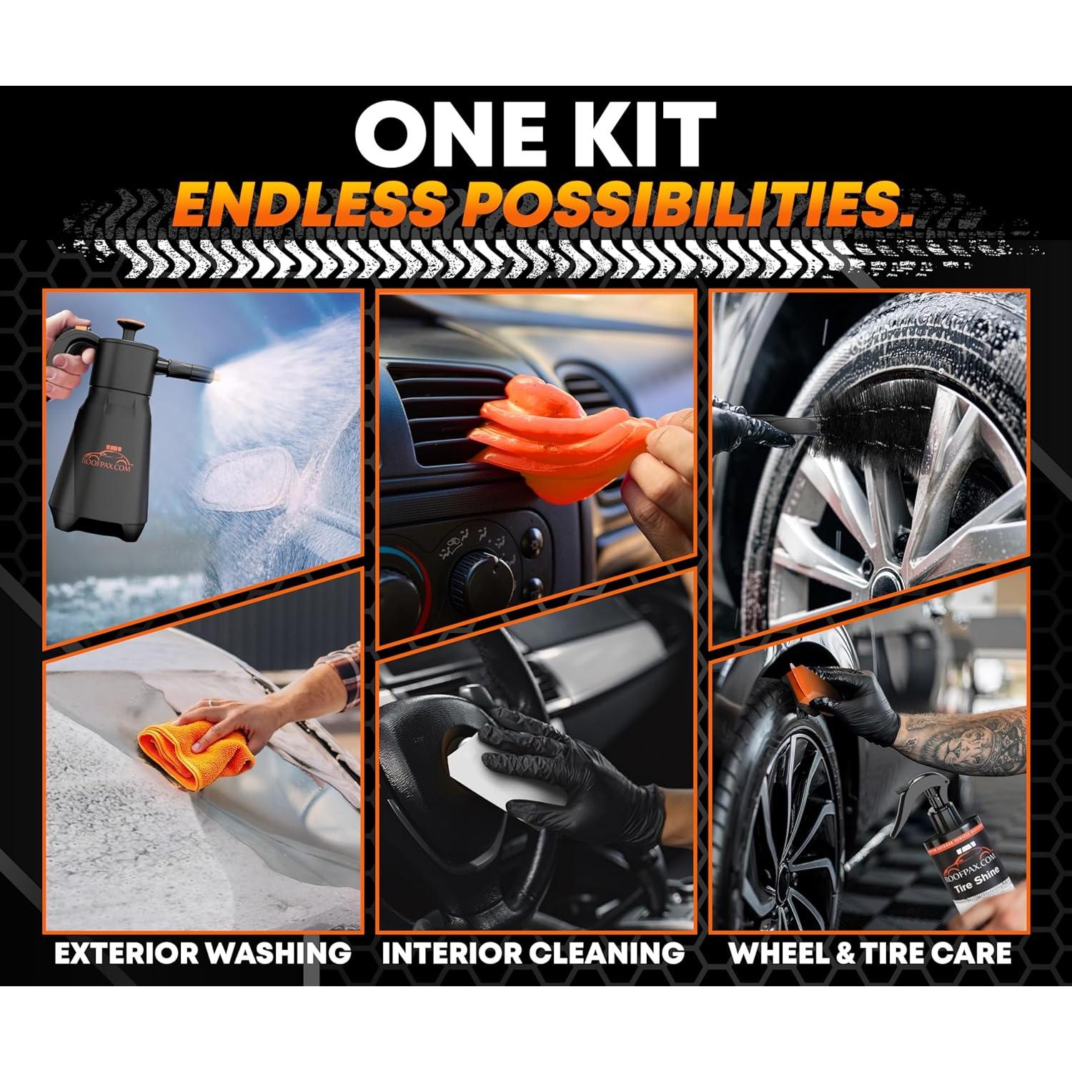 Kit de Lavado de Autos Ecológico RoofPax sin Agua con Paños