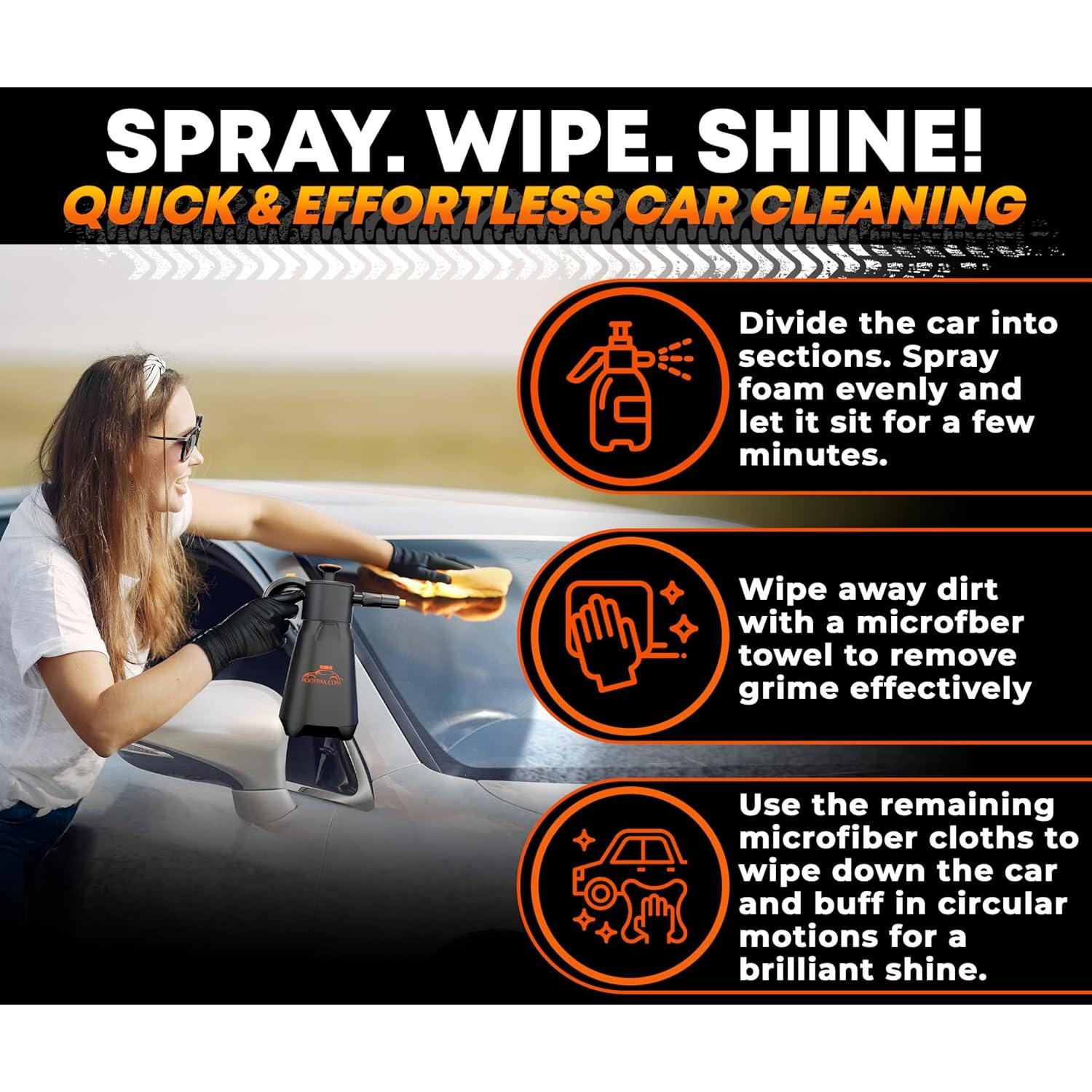 Kit de Lavado de Autos Ecológico RoofPax sin Agua con Paños