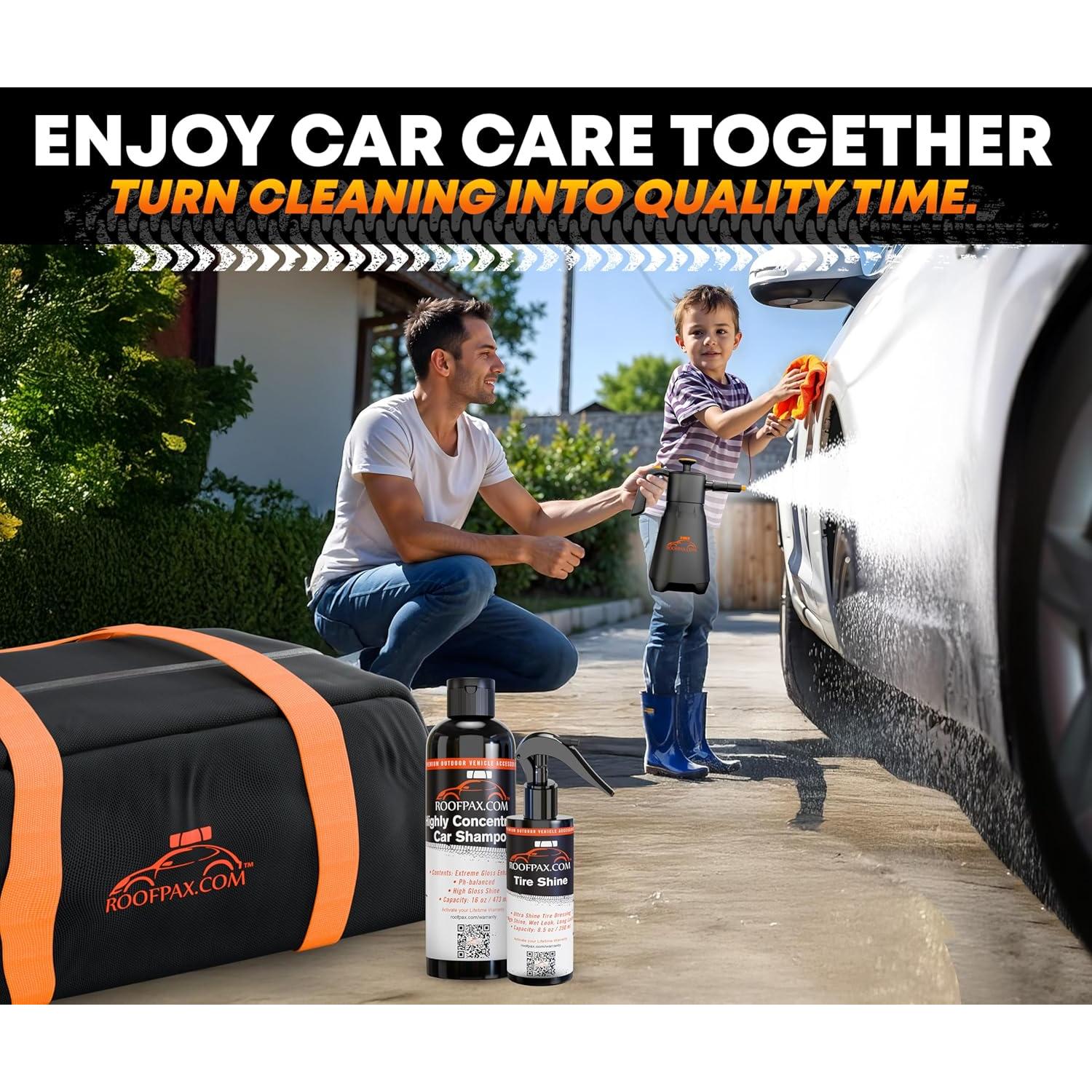 Kit de Lavado de Autos Ecológico RoofPax sin Agua con Paños