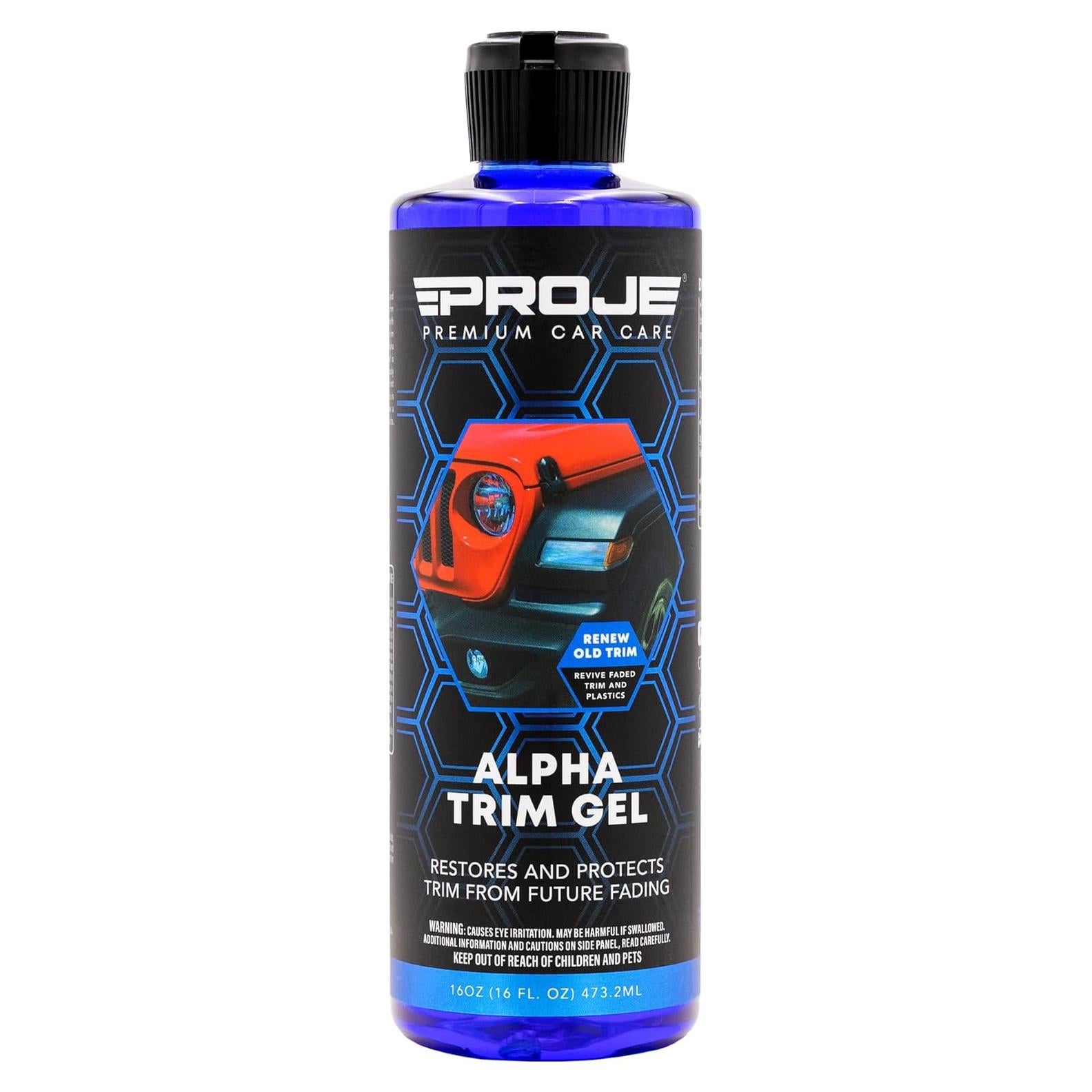 PROJE' Alpha Trim Gel - Plastic Restorer - Easy To Use Trim Coat for Cars - Restores Original Appearance - Long Lasting Shine - Auto Detailing Supplies - 16 Fl Oz Premium Car Care