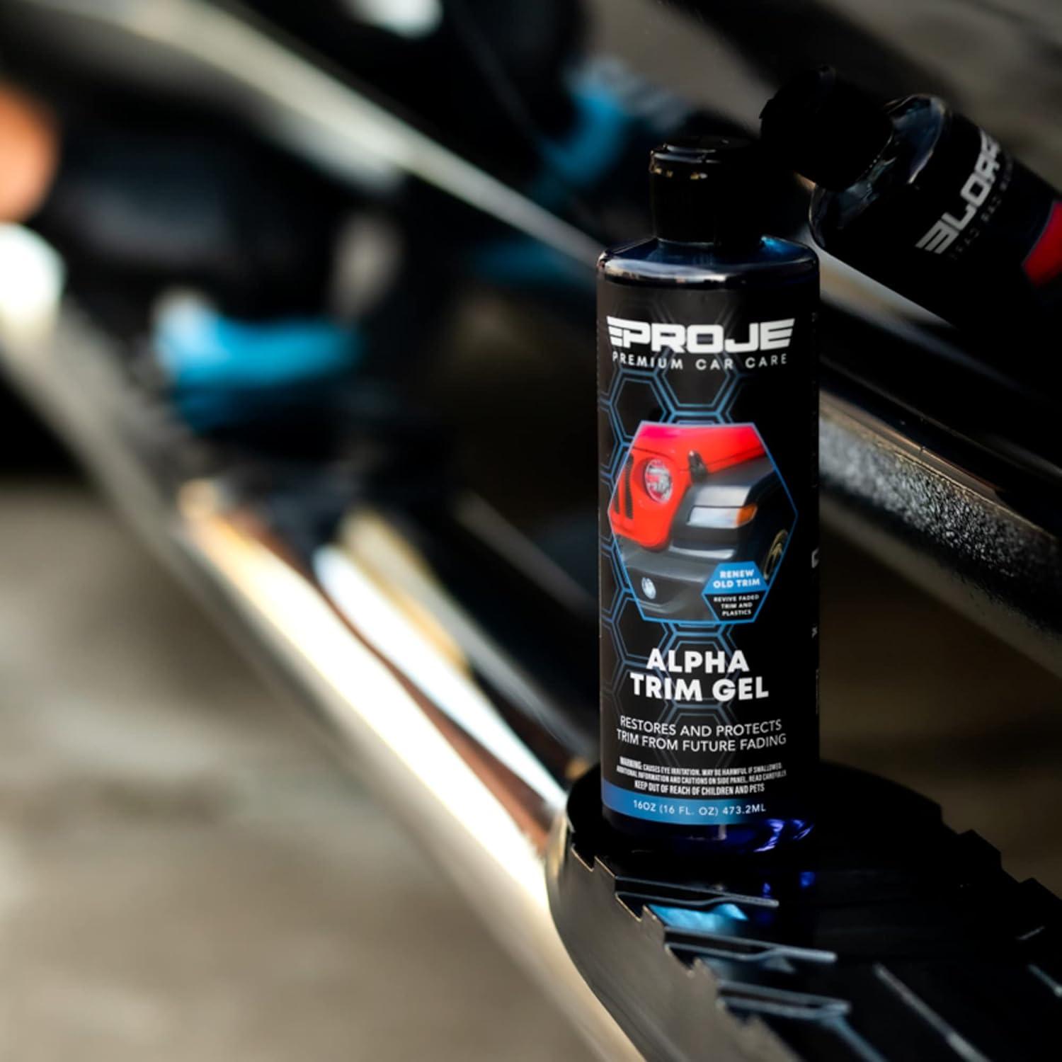 PROJE' Alpha Trim Gel - Plastic Restorer - Easy To Use Trim Coat for Cars - Restores Original Appearance - Long Lasting Shine - Auto Detailing Supplies - 16 Fl Oz Premium Car Care