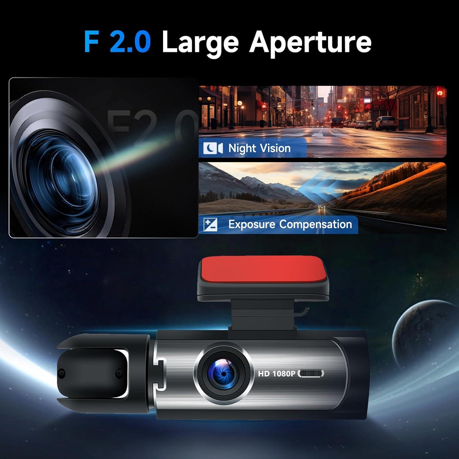 Dash Cam Front and Rear, 1080P+1080P HD Dual Dash Camera for Cars, Car Camera with 3.16" IPS Screen, Built in G-Sensor, 150° Wide Angle, Loop Recording, 24H Parking Monitor, Night Vision,64GB Card