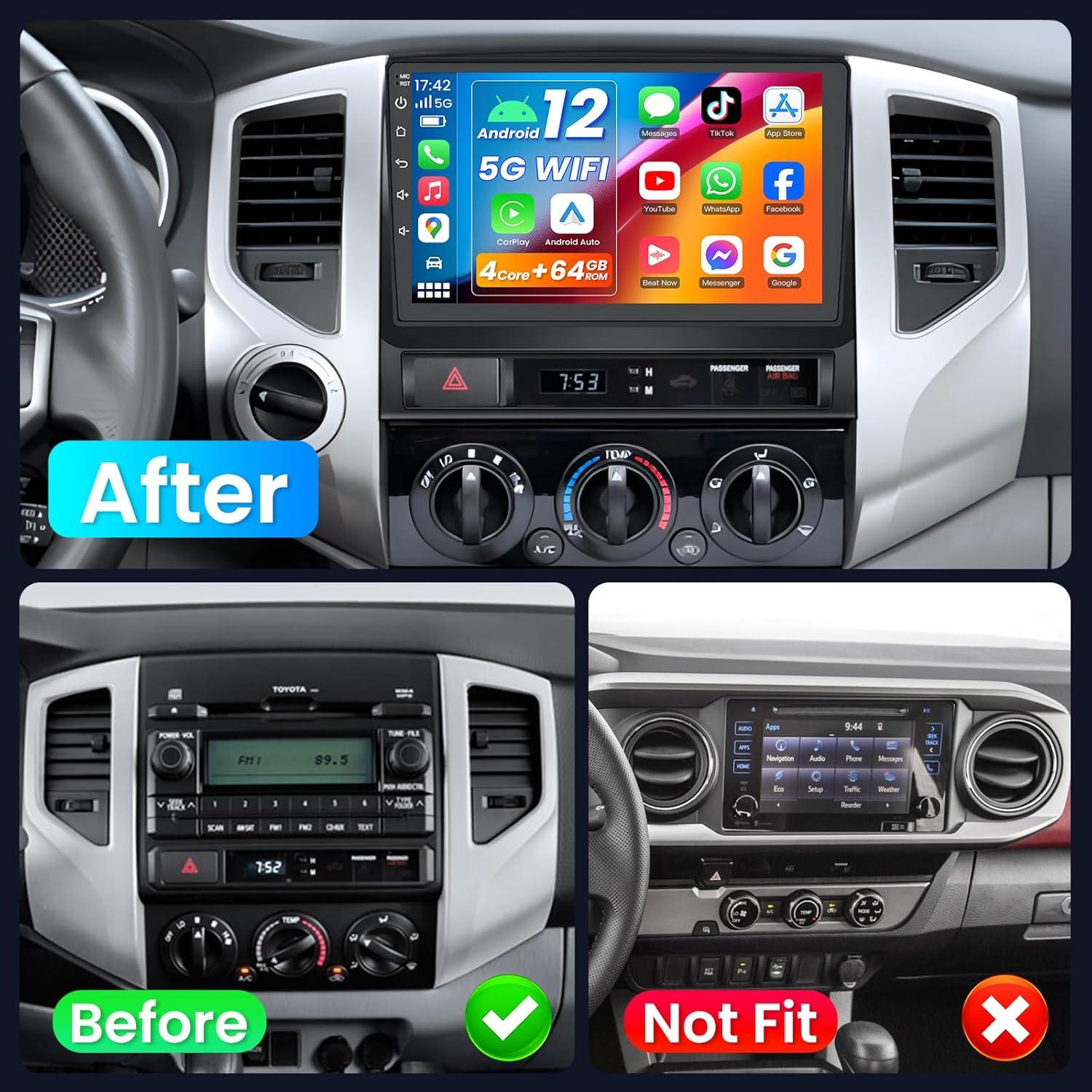 Radio Estéreo Jerqry para Toyota Tacoma 2005-2015 9" HD