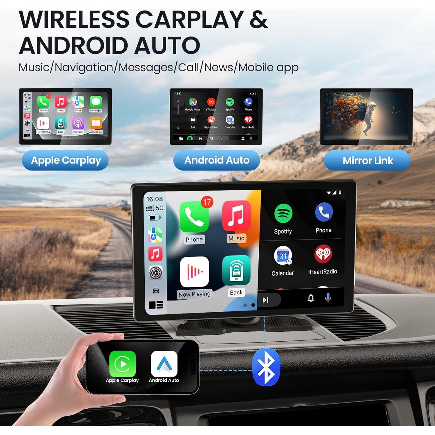 Pantalla Carplay 9" HD TECXERLLON con cámaras 4K y 1080P