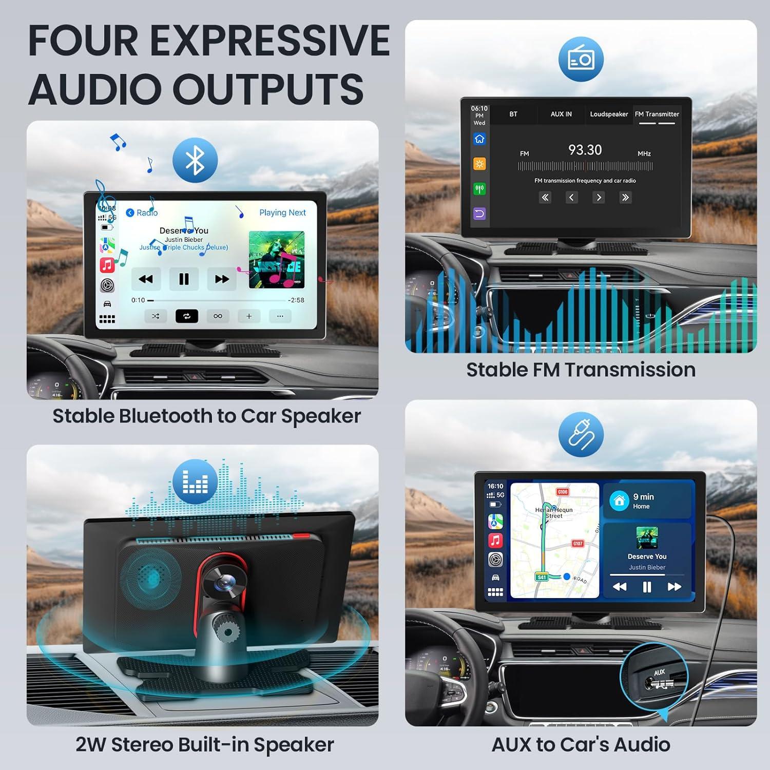 Pantalla Carplay 9" HD TECXERLLON con cámaras 4K y 1080P