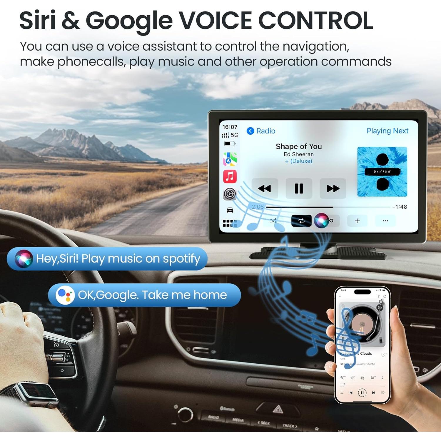 Pantalla Carplay 9" HD TECXERLLON con cámaras 4K y 1080P