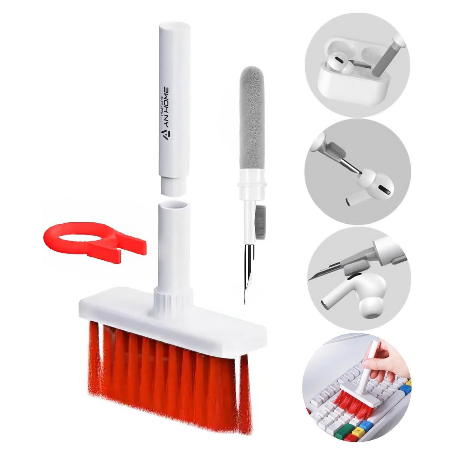 Keyboard Computer Cleaning Kit Brush with Keycaps for Keyboard Cleaner Laptop PC, 5 in 1 Cleaners Multi-Function Electronics Clean Tool Multibrush Techbrush Soft Brush for Apple Airpod AirPods Earbud